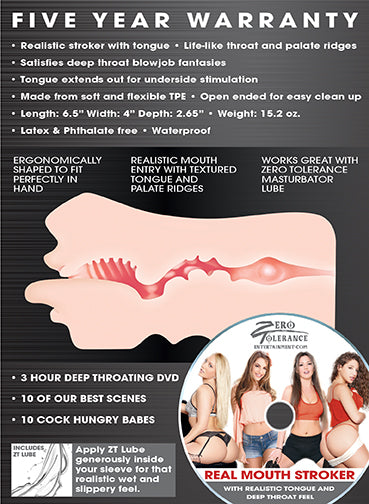 Zero Tolerance Real Mouth Masturbator 6.5 Inch – Realistic Male Masturbator > Sex Toys For Men > Masturbators > Manual - Tophatter Daily Deals