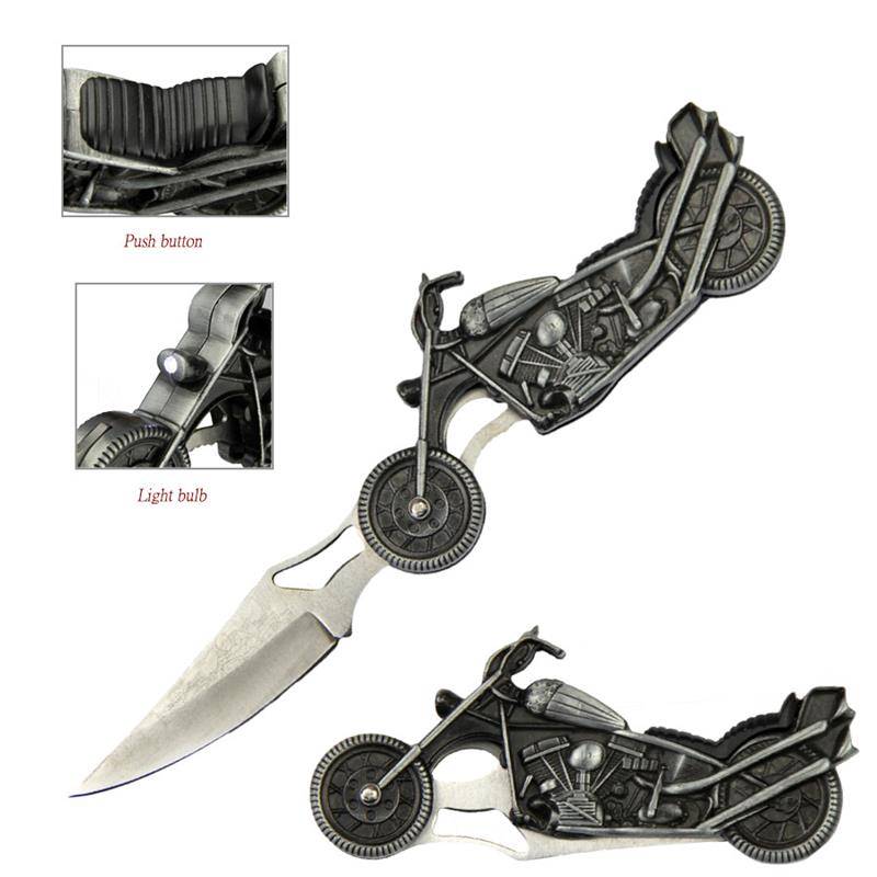 High Beam Motorcycle Fantasy Folding Knife With LED Light - TOPHATTER'S ARMORY DEALS Collectible Weapons - Tophatter Daily Deals
