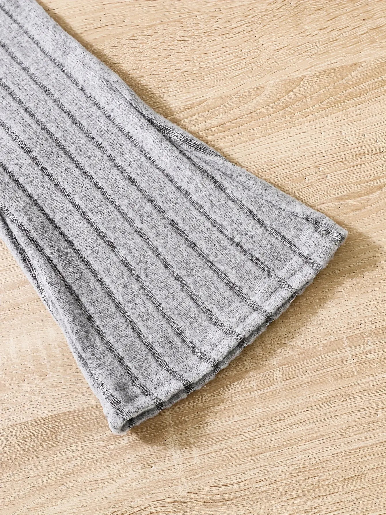 2pcs Toddler Girls Ribbed Outfits Crew Neck Long Sleeve Pullover Top + Flare Pants Set Spring Fall Sports Gift, Outdoor Clothing - Tophatter Daily Deals