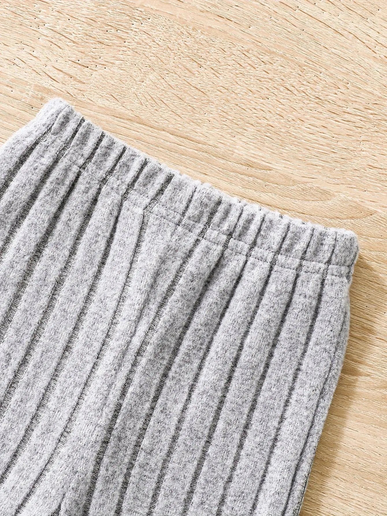 2pcs Toddler Girls Ribbed Outfits Crew Neck Long Sleeve Pullover Top + Flare Pants Set Spring Fall Sports Gift, Outdoor Clothing - Tophatter Daily Deals