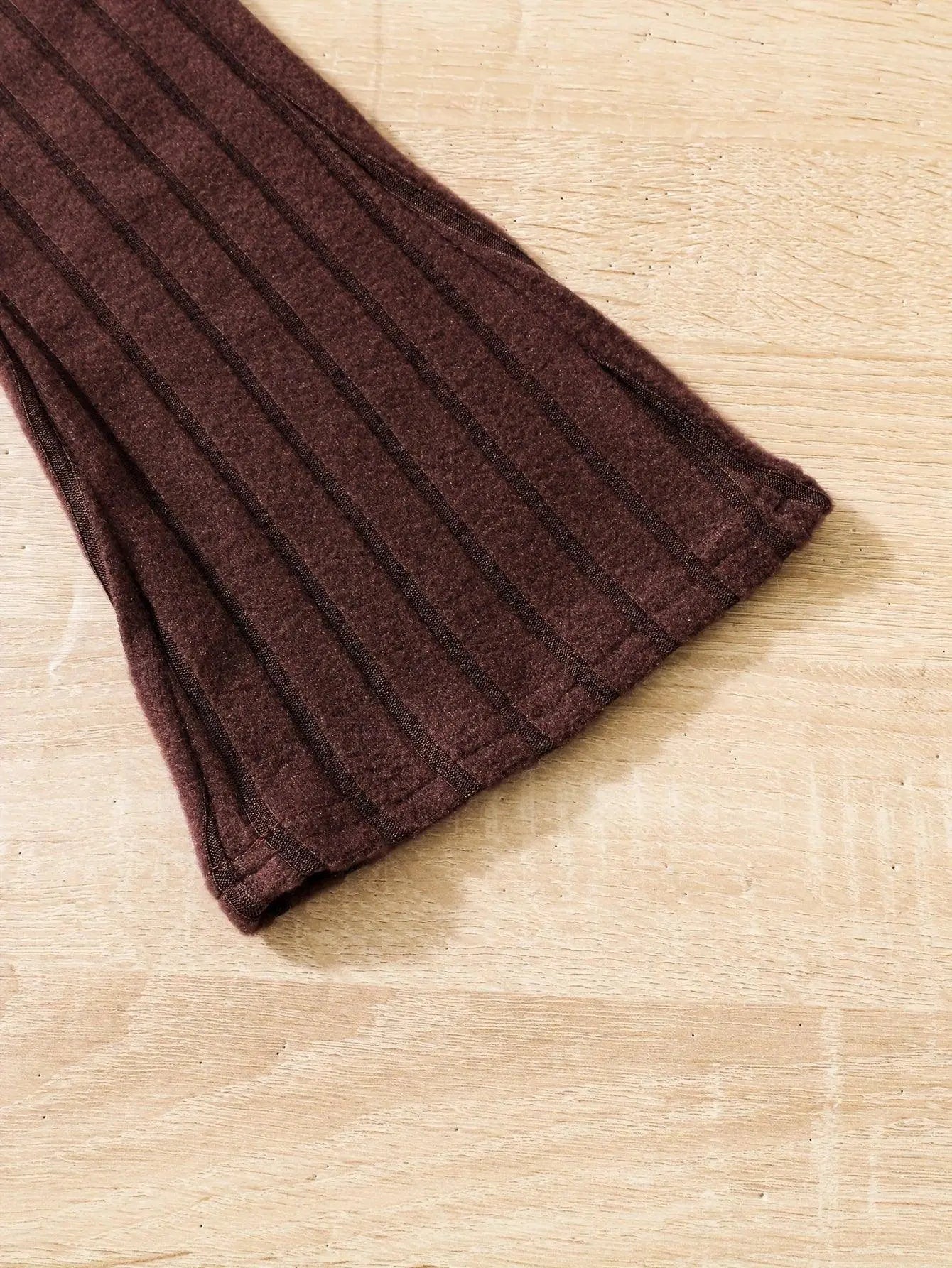 2pcs Toddler Girls Ribbed Outfits Crew Neck Long Sleeve Pullover Top + Flare Pants Set Spring Fall Sports Gift, Outdoor Clothing - Tophatter Daily Deals