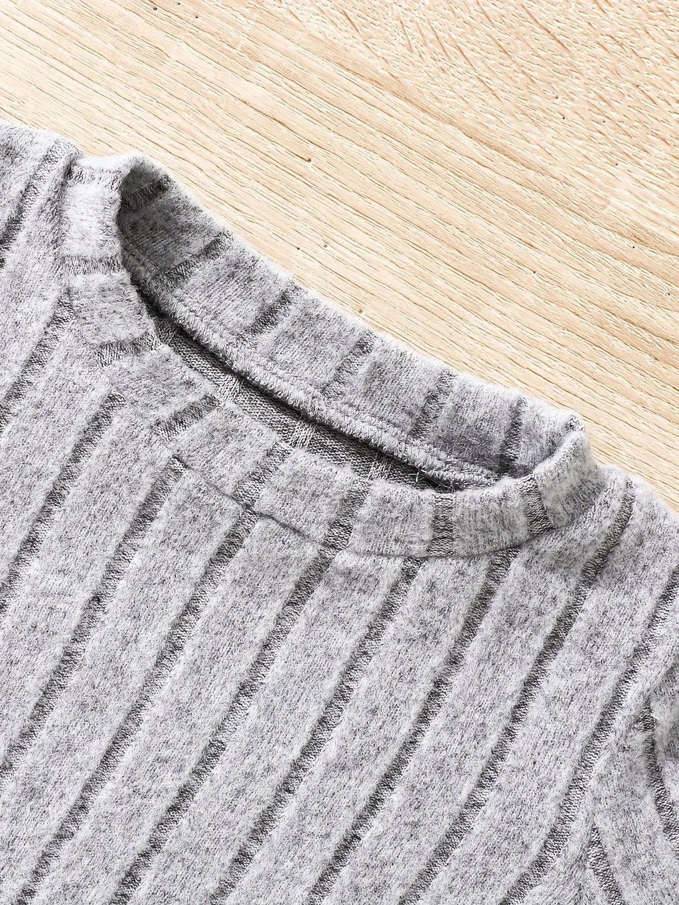 2pcs Toddler Girls Ribbed Outfits Crew Neck Long Sleeve Pullover Top + Flare Pants Set Spring Fall Sports Gift, Outdoor Clothing - Tophatter Daily Deals