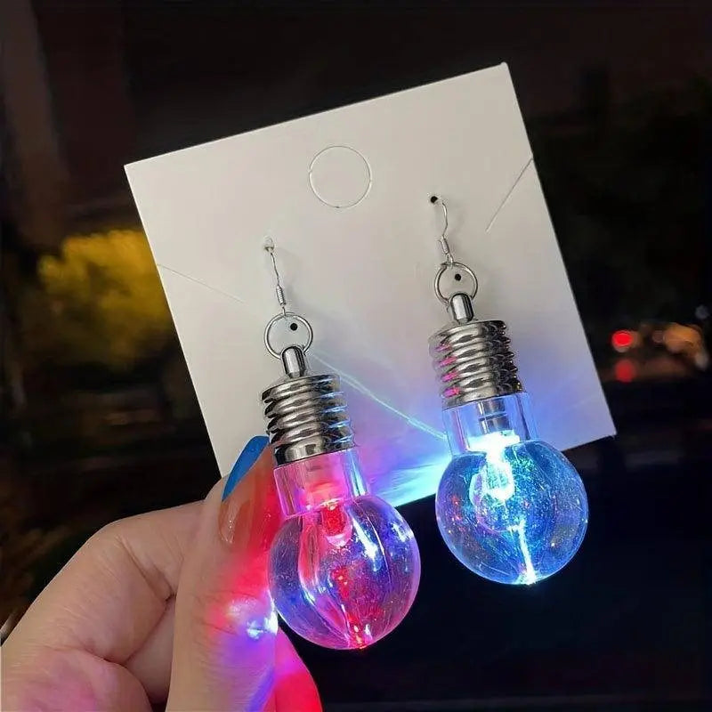 2pcs Vibrant Light-Up Bulb Dangle Earrings - Perfect Gift for Women, Battery Operated, Ideal for Parties & Festivals - Tophatter Daily Deals