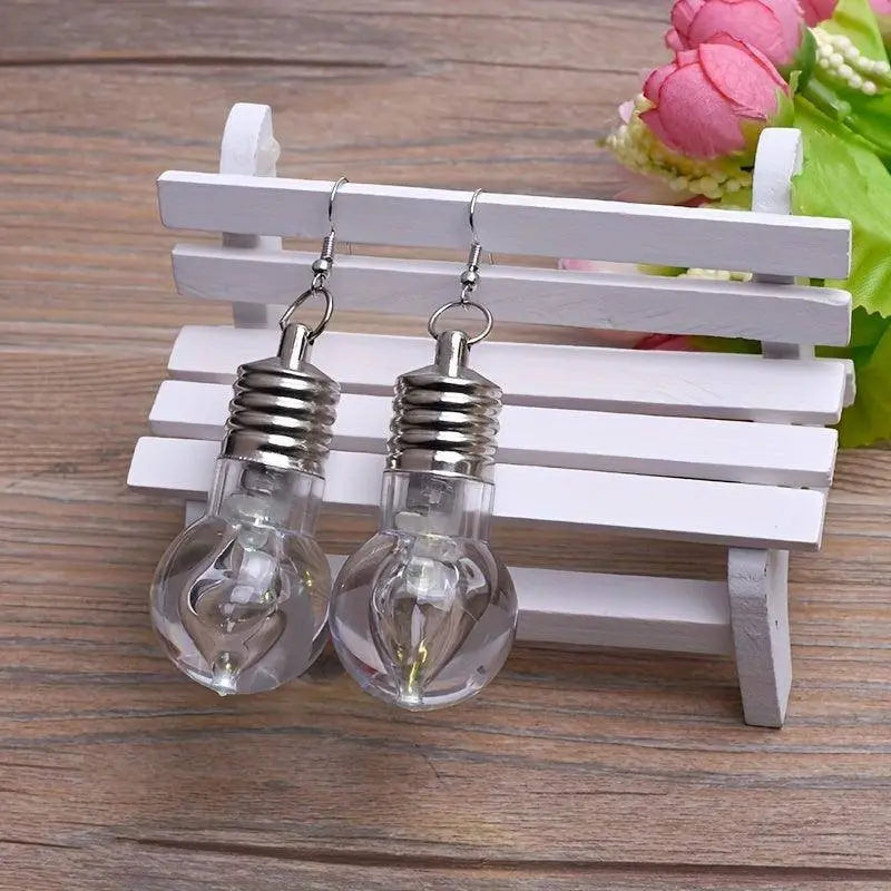 2pcs Vibrant Light-Up Bulb Dangle Earrings - Perfect Gift for Women, Battery Operated, Ideal for Parties & Festivals - Tophatter Daily Deals