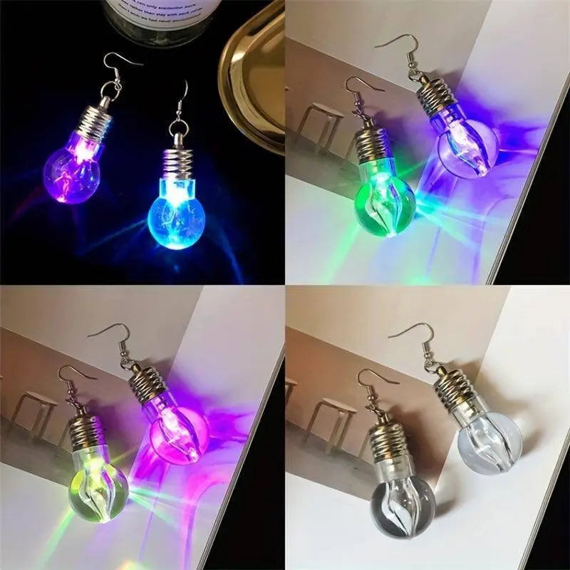 2pcs Vibrant Light-Up Bulb Dangle Earrings - Perfect Gift for Women, Battery Operated, Ideal for Parties & Festivals - Tophatter Daily Deals