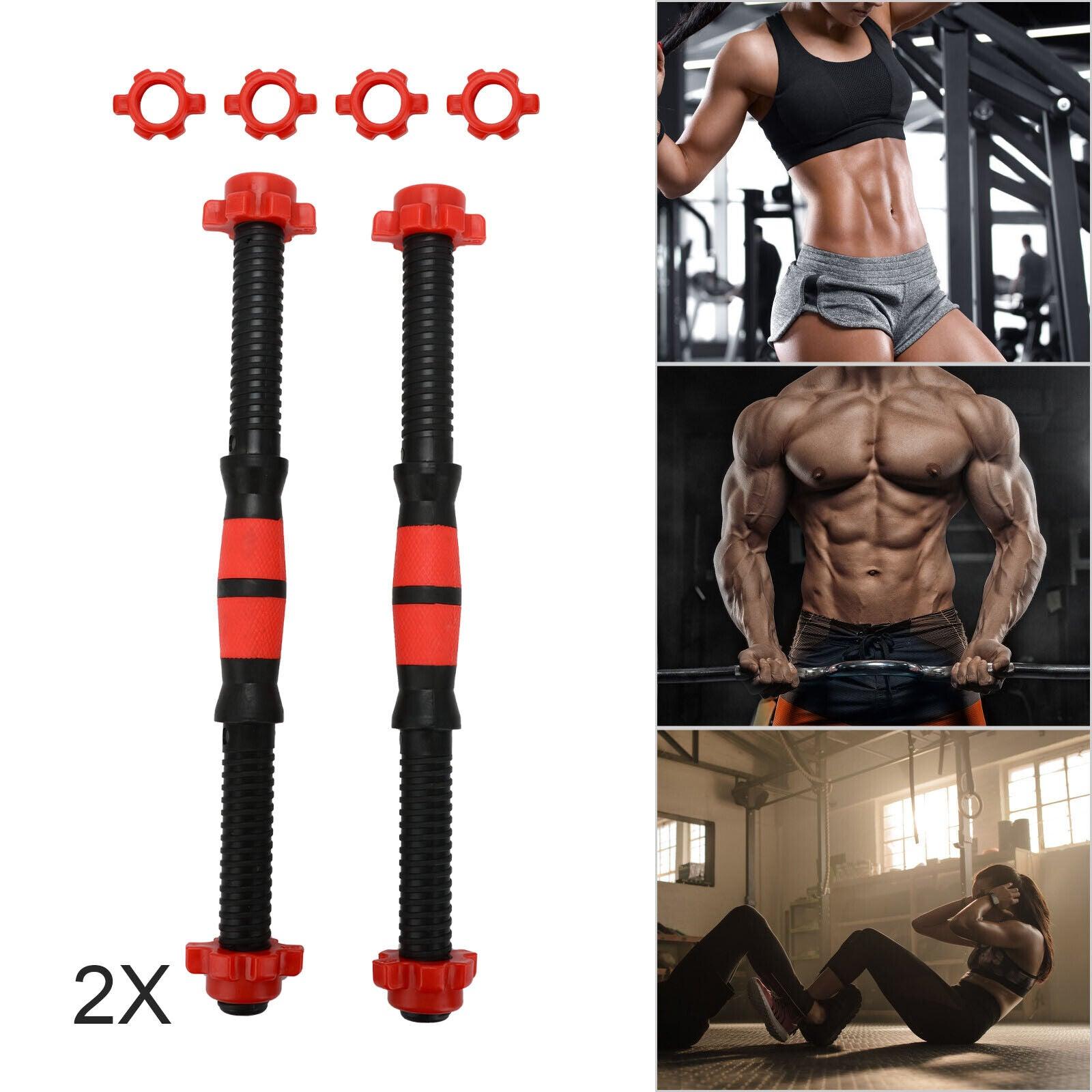 Dumbbell Long Bar - 2pcs Dumbbell Bars & Spinlock Collars Set Weight Lifting Gym Dumbell Handle Dumbbeells - Tophatter Daily Deals