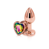 Rear Assets Rose Gold Small Metal Butt Plug with Rainbow Heart Gem Base – Lightweight Butt Plug > Anal Range > Jewel Butt Plugs - Tophatter Daily Deals