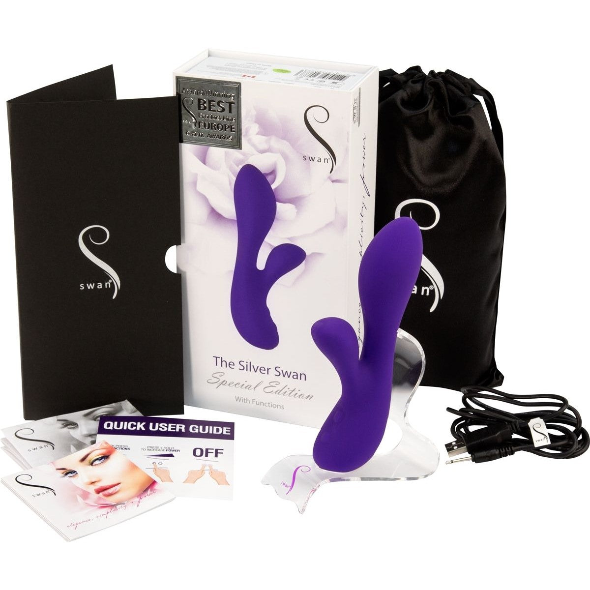 The Silver Swan Special Edition Dual Vibrator in Purple Rabbit Vibrator - Tophatter Daily Deals