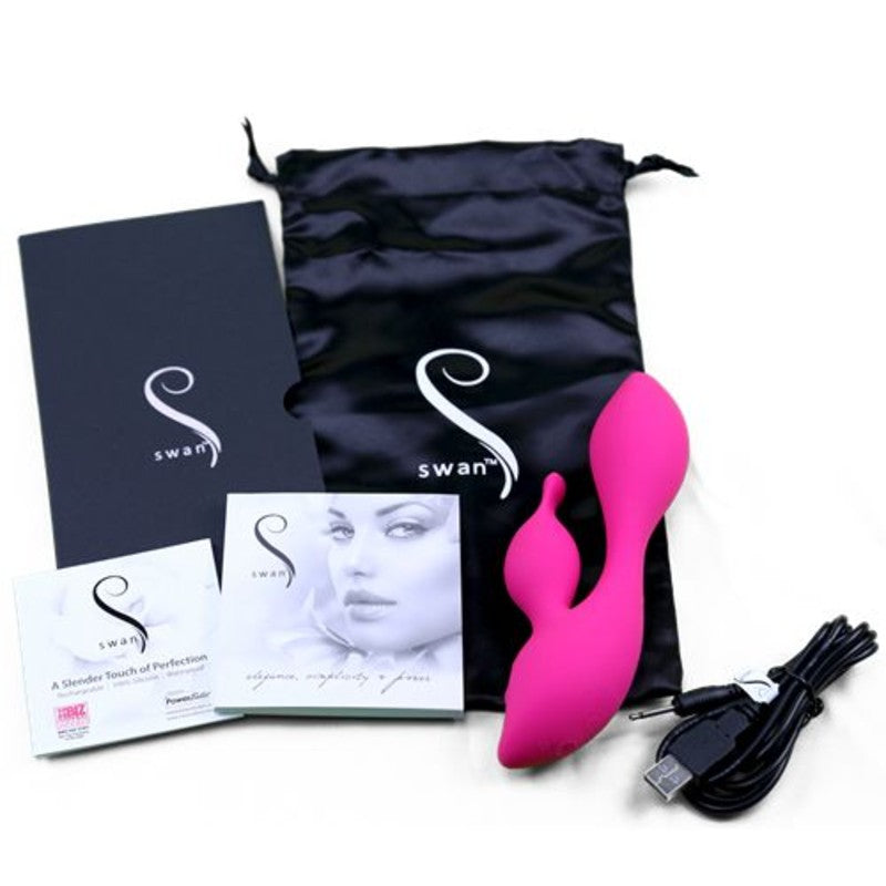 The Cygnet Swan Dual Vibrator in Pink Rabbit Vibrator - Tophatter Daily Deals