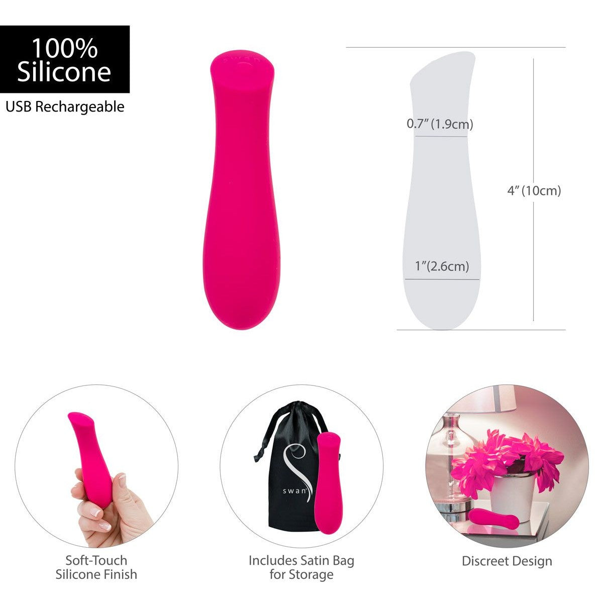 The Mini Swan Rose Vibrator in Pink Vibrator - Tophatter Daily Deals