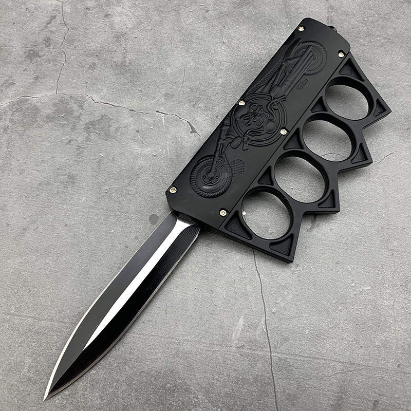 SKULL KNUCKLE AUTOMATIC KNIFE - Tophatter Daily Deals