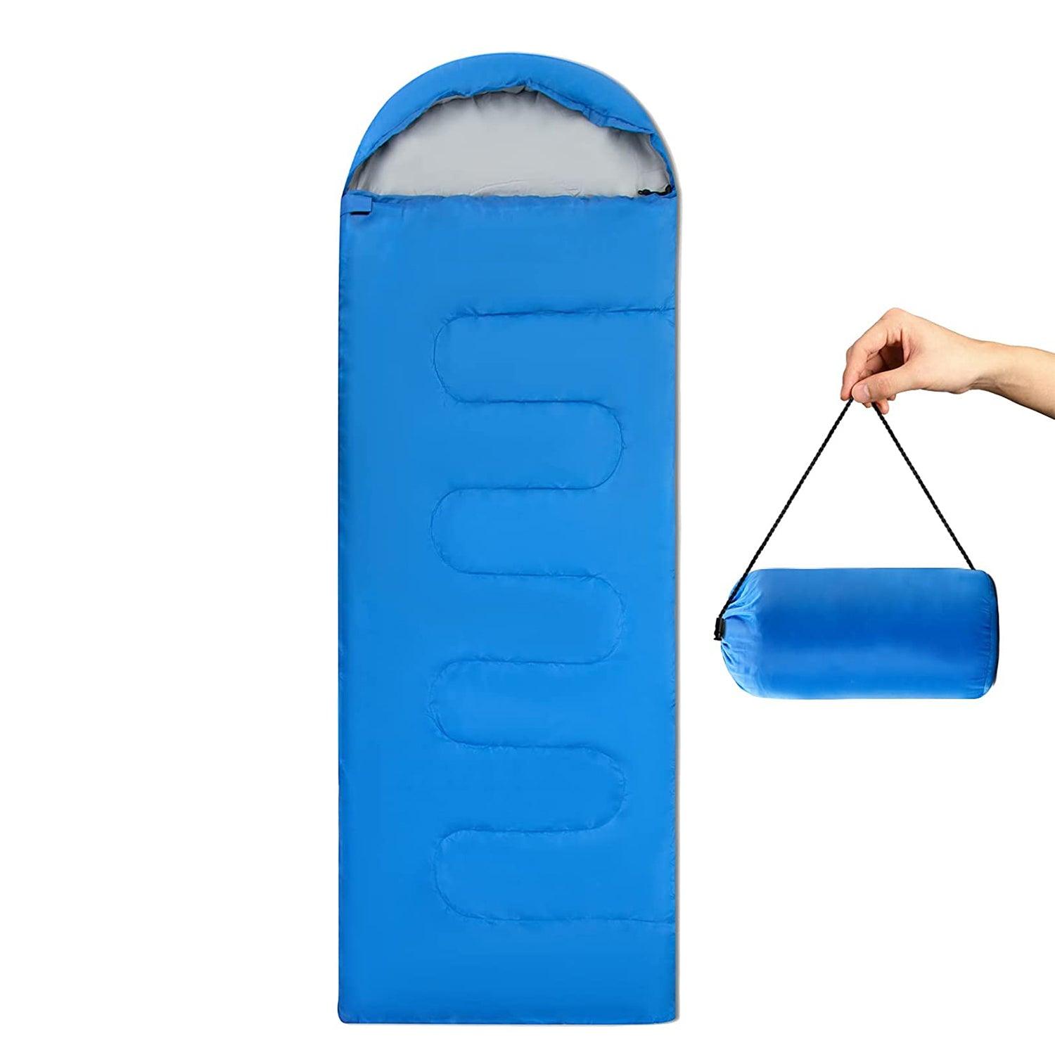 Travel Sleep Bag - Single Sleeping Bags Camping Rectangular Envelope Zip Up Kids Adult Blue Outdoor Recreation - Tophatter Daily Deals