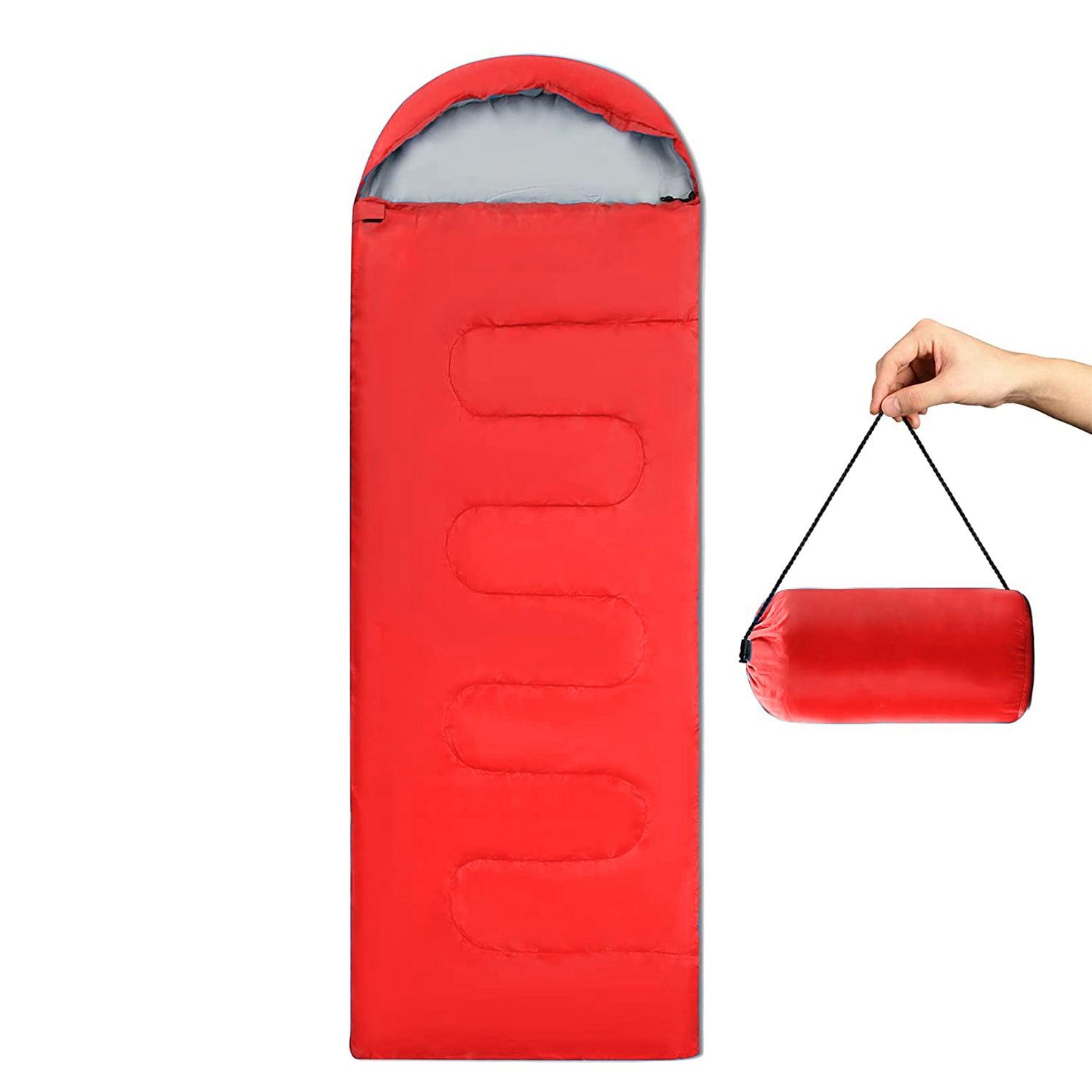 Travel Sleep Bag - Single Sleeping Bags Camping Rectangular Envelope Zip Up Kids Adult Red Outdoor Recreation - Tophatter Daily Deals