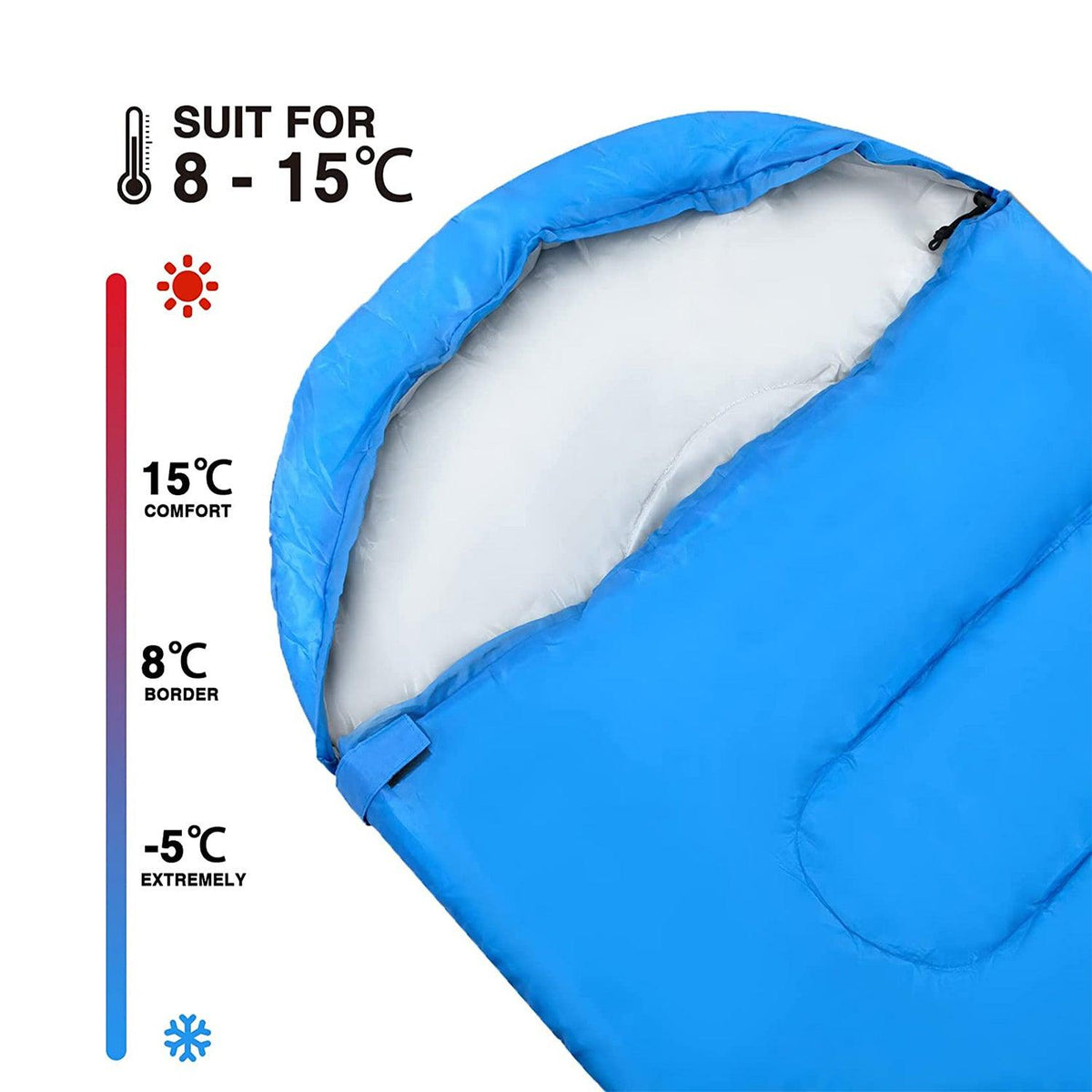 Travel Sleep Bag - Single Sleeping Bags Camping Rectangular Envelope Zip Up Kids Adult Outdoor Recreation - Tophatter Daily Deals