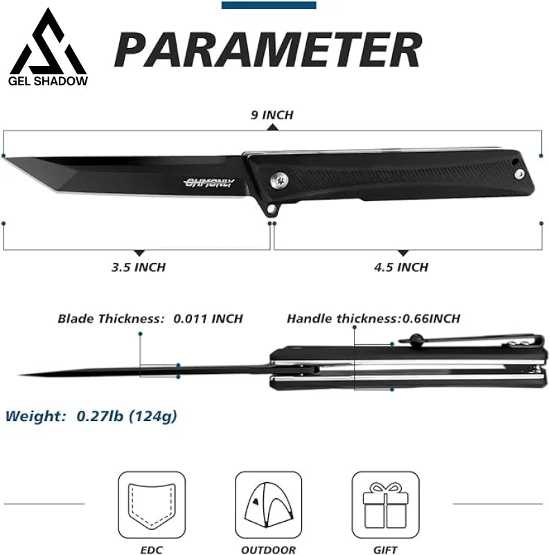 3.5 inch Pocket Knife with Clip and Feather Pattern Blade, EDC Knife for Outdoor-GS22 Pocket Knives - Tophatter Daily Deals