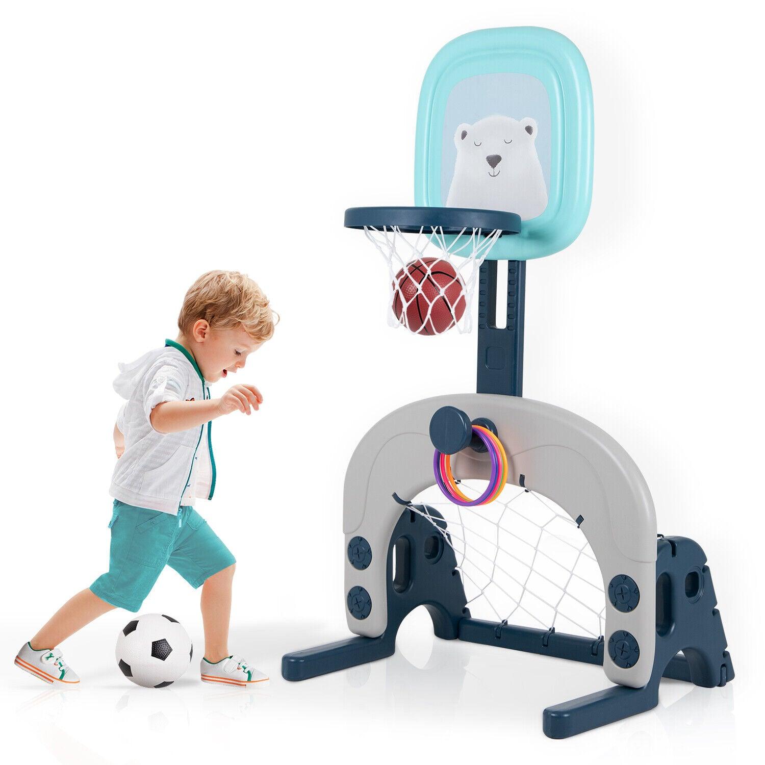 Flashing Basketball Stand - Basketball Hoops 3-In-1 Kids Activity Center Soccer & Ball Gaming Activity Gift Sports & Outdoor - Tophatter Daily Deals