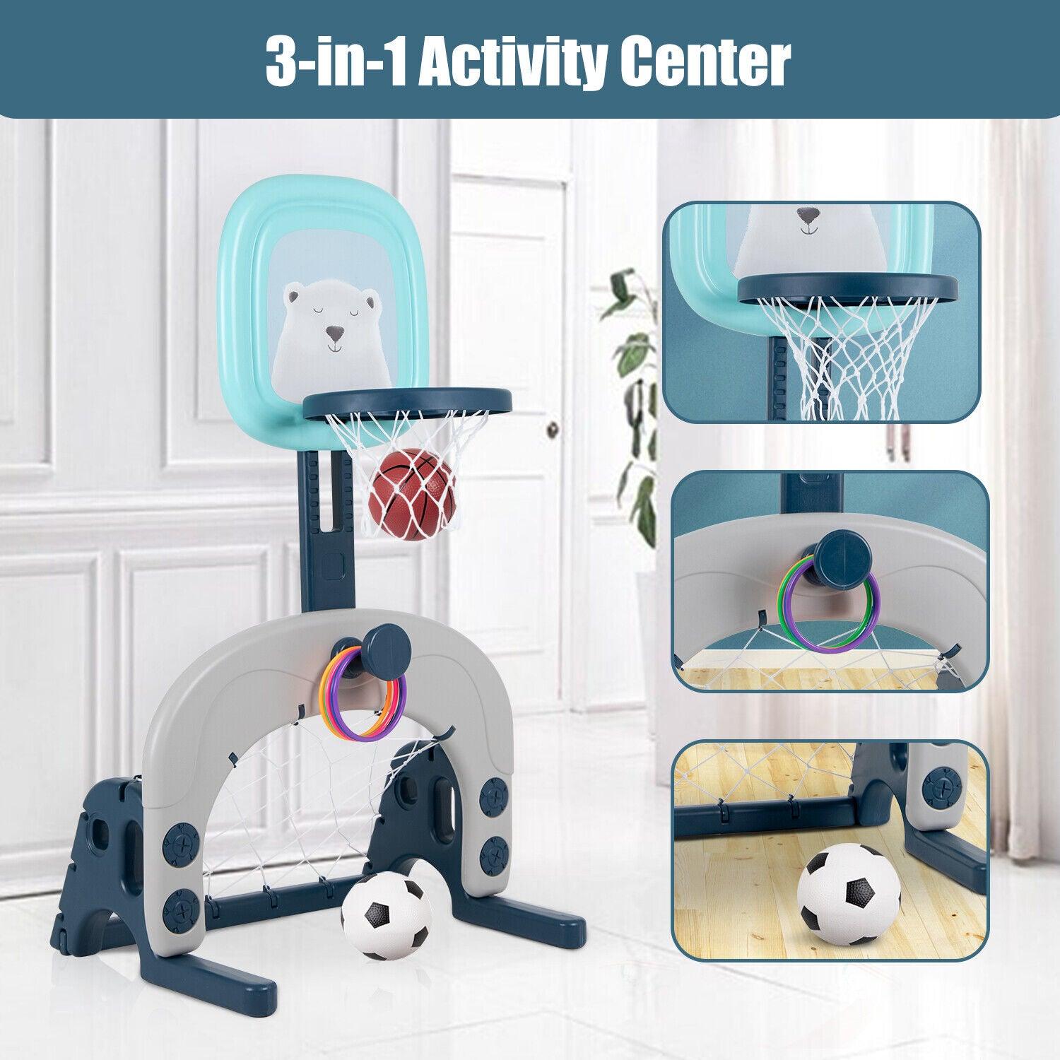 Flashing Basketball Stand - Basketball Hoops 3-In-1 Kids Activity Center Soccer & Ball Gaming Activity Gift Sports & Outdoor - Tophatter Daily Deals