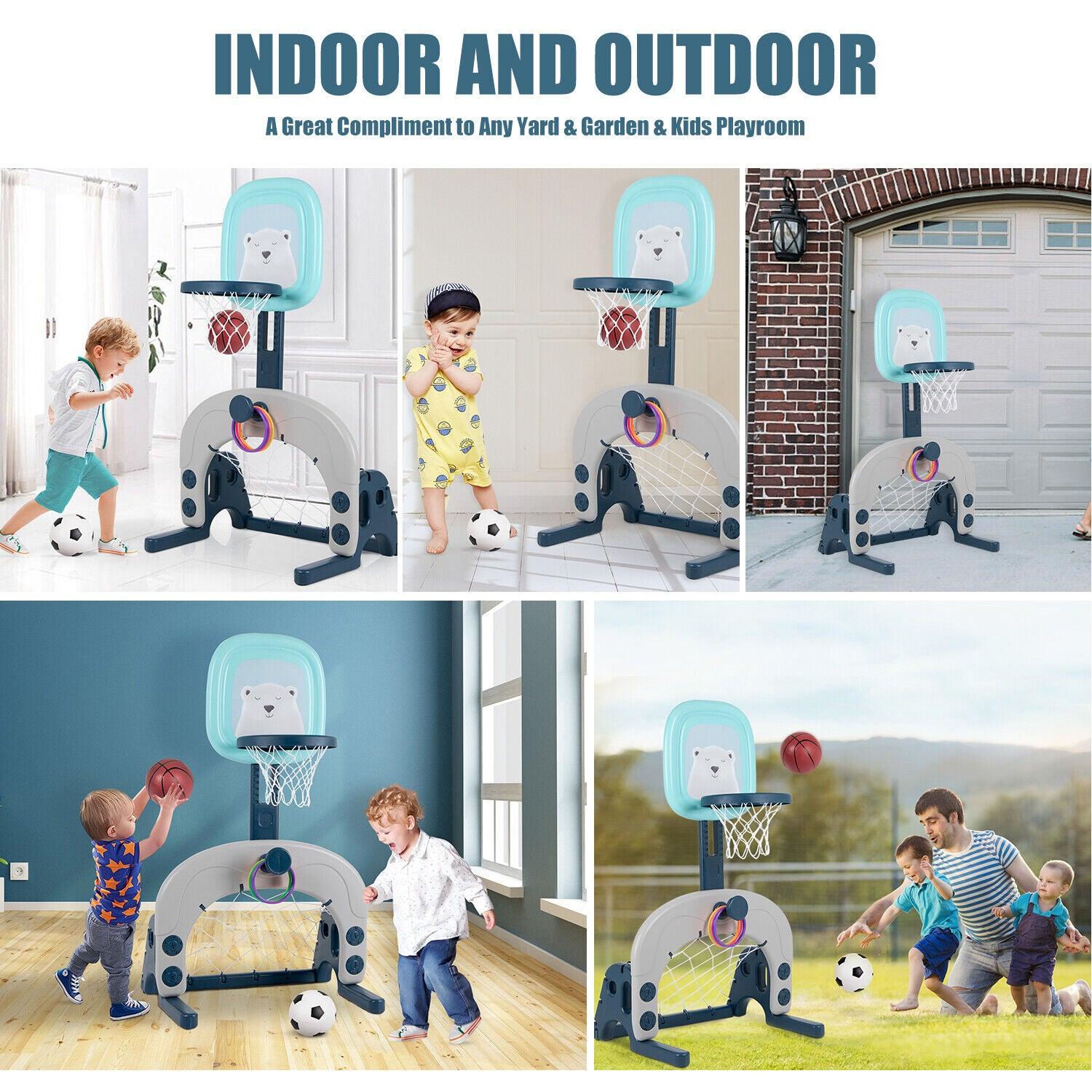 Flashing Basketball Stand - Basketball Hoops 3-In-1 Kids Activity Center Soccer & Ball Gaming Activity Gift Sports & Outdoor - Tophatter Daily Deals