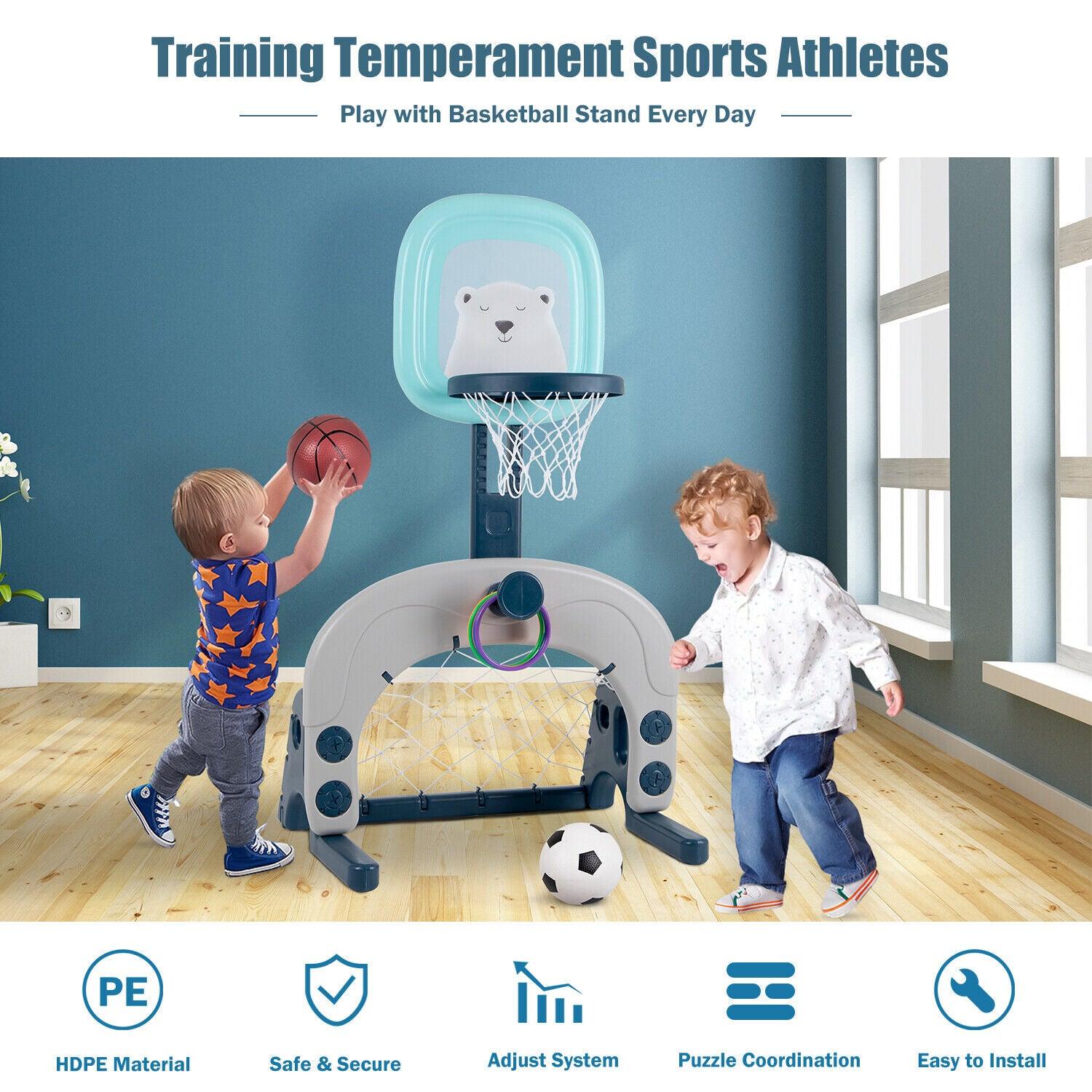 Flashing Basketball Stand - Basketball Hoops 3-In-1 Kids Activity Center Soccer & Ball Gaming Activity Gift Sports & Outdoor - Tophatter Daily Deals