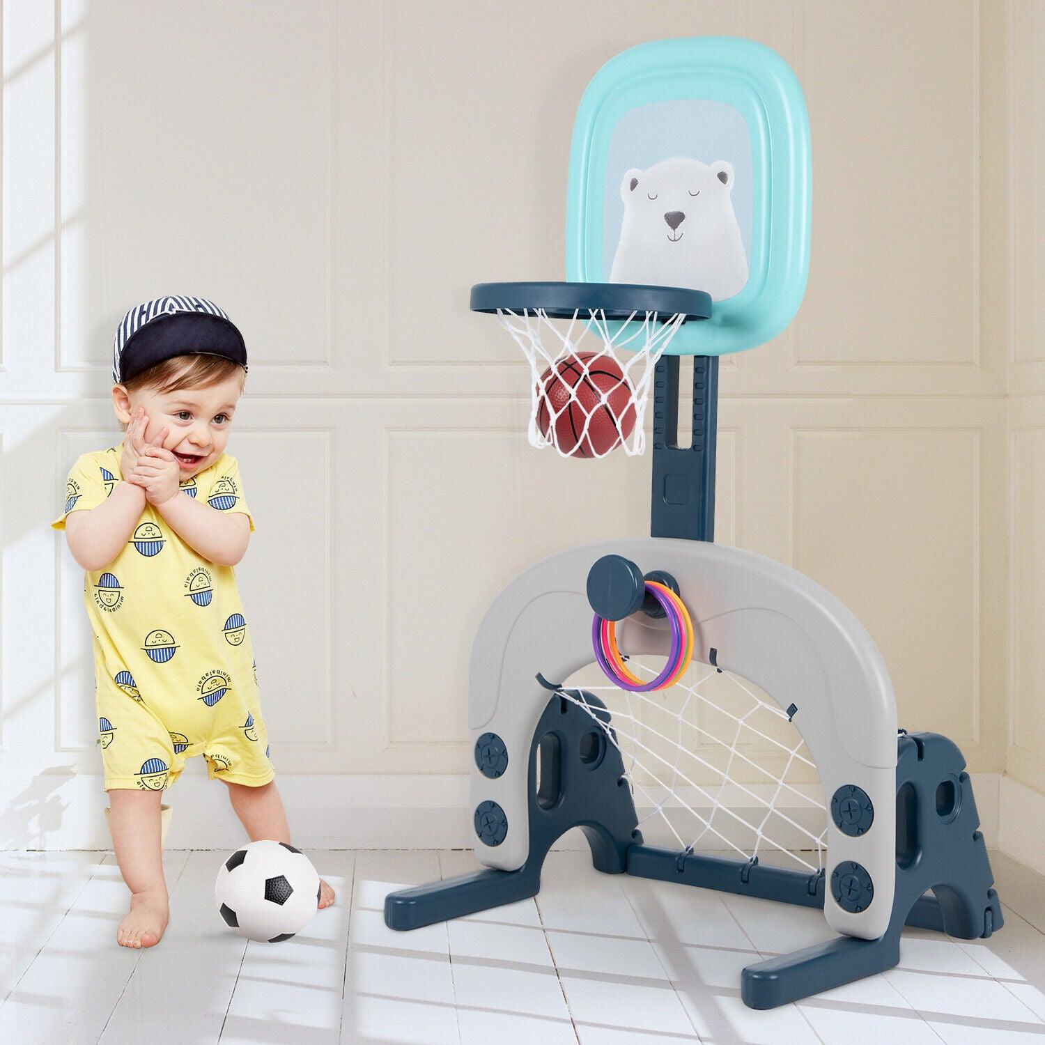 Flashing Basketball Stand - Basketball Hoops 3-In-1 Kids Activity Center Soccer & Ball Gaming Activity Gift Sports & Outdoor - Tophatter Daily Deals
