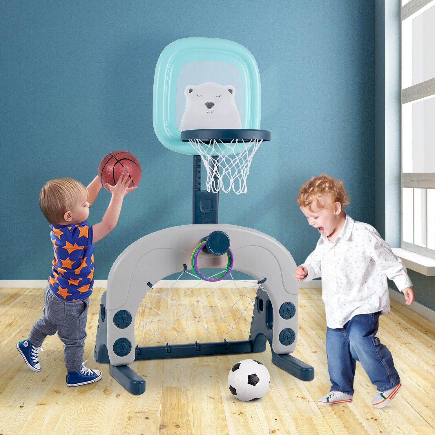 Flashing Basketball Stand - Basketball Hoops 3-In-1 Kids Activity Center Soccer & Ball Gaming Activity Gift Sports & Outdoor - Tophatter Daily Deals