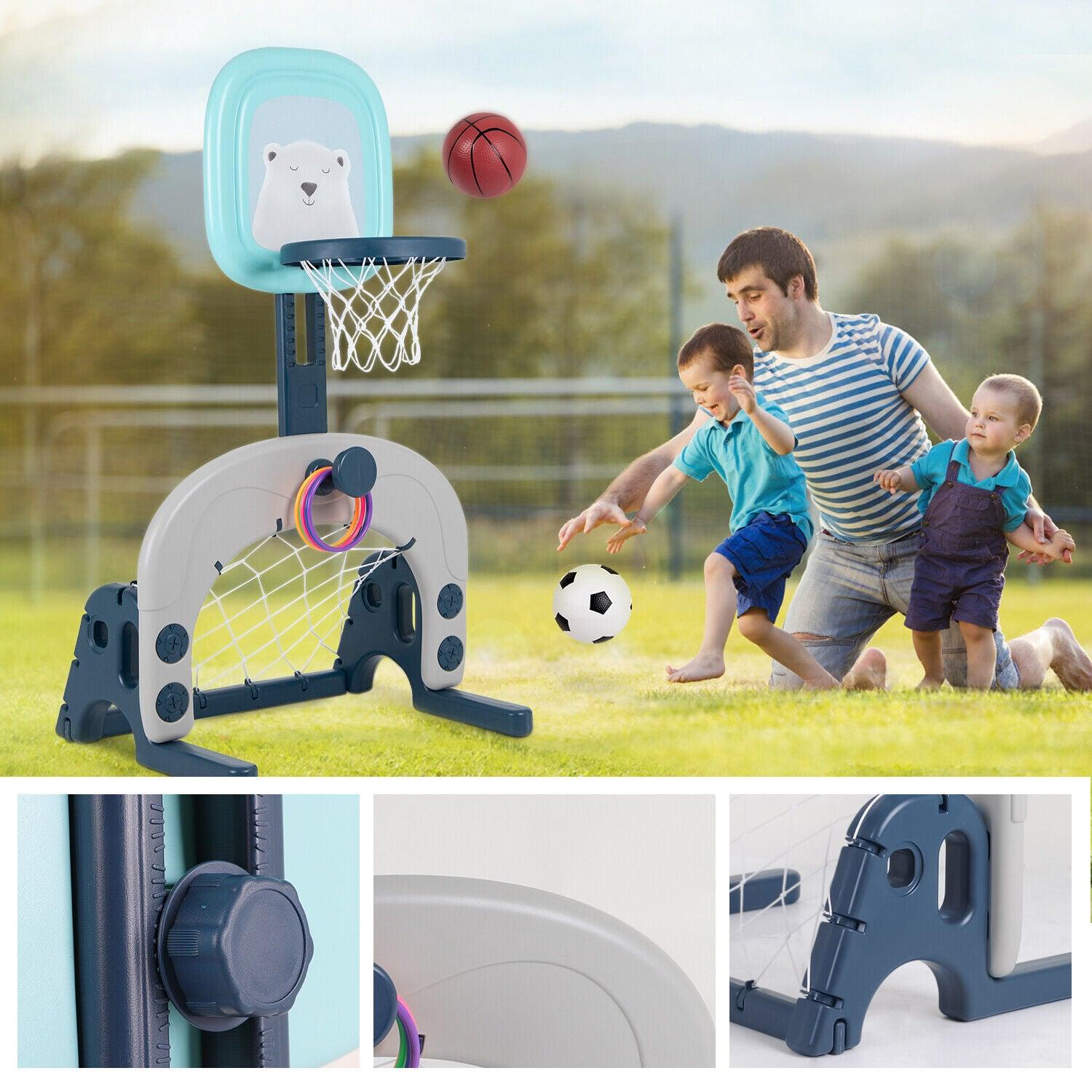 Flashing Basketball Stand - Basketball Hoops 3-In-1 Kids Activity Center Soccer & Ball Gaming Activity Gift Sports & Outdoor - Tophatter Daily Deals