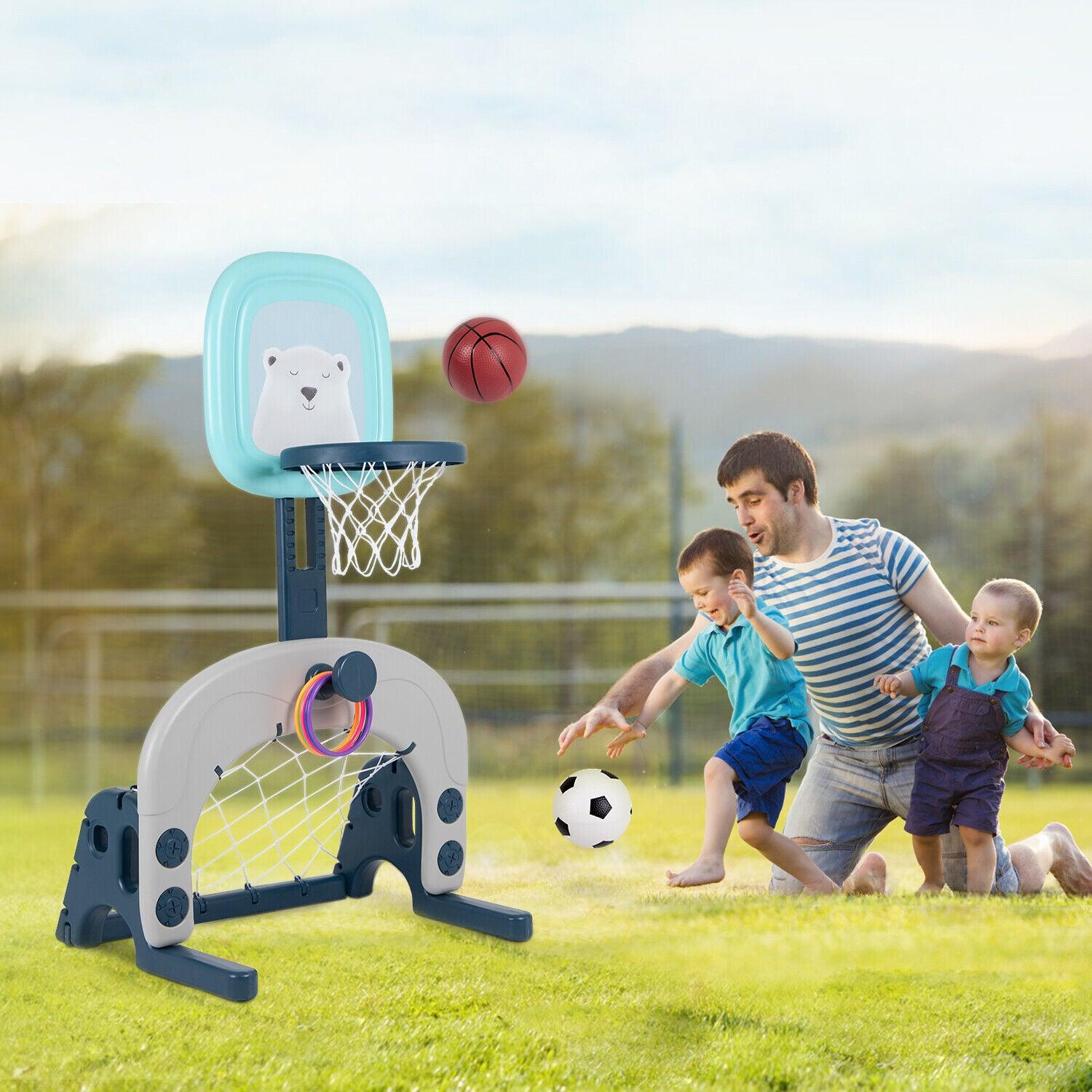 Flashing Basketball Stand - Basketball Hoops 3-In-1 Kids Activity Center Soccer & Ball Gaming Activity Gift Sports & Outdoor - Tophatter Daily Deals