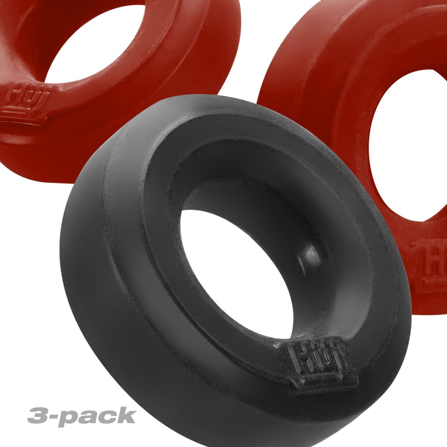 3 Piece Cock Rings by Hunky Junk in Red and Tar Ice > Cock Ring > Sets - Tophatter Daily Deals