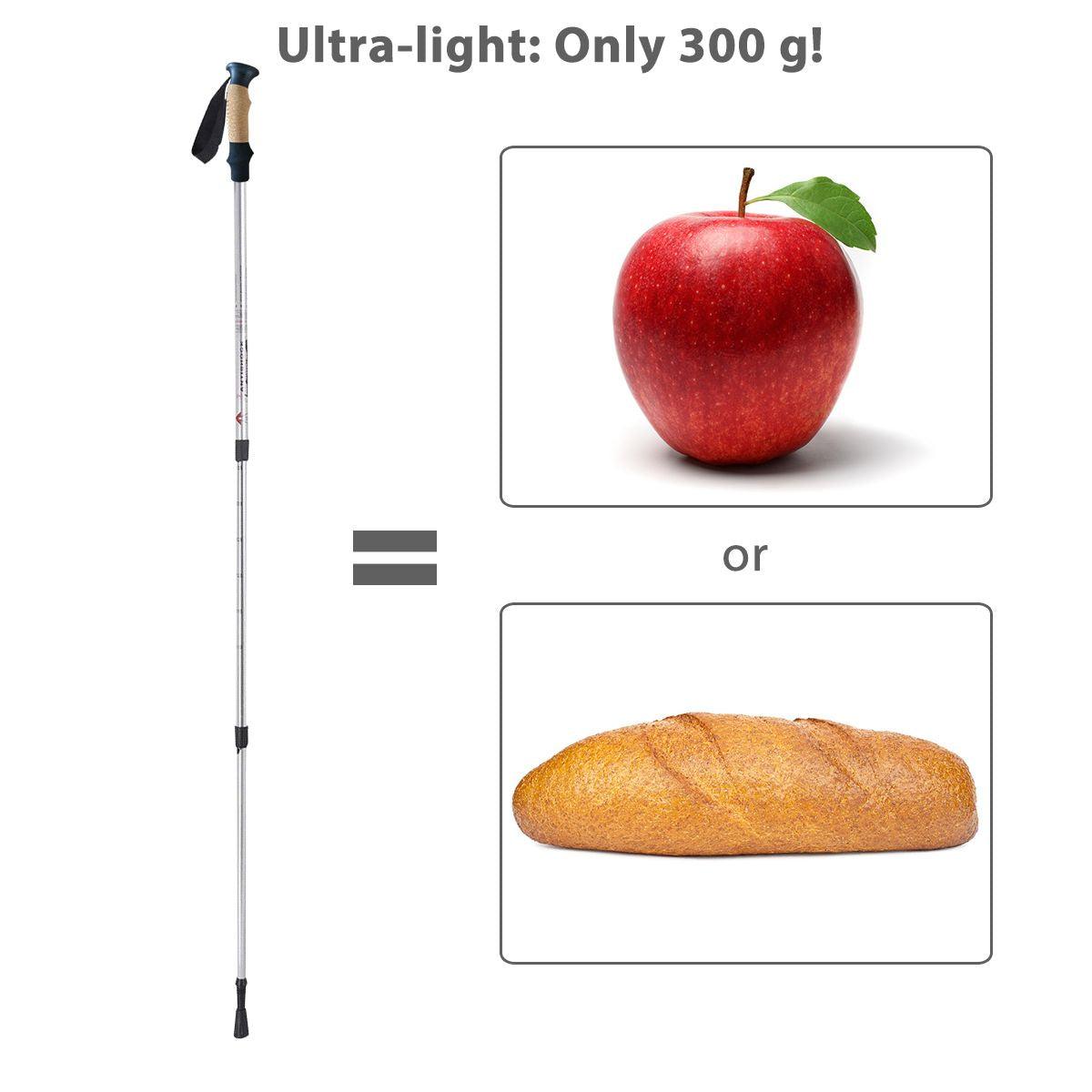 Adjustable Hiking Pole - Telescopic Walking Poles Set 3-Section Anti Shock Trekking Stick trekking - Tophatter Daily Deals