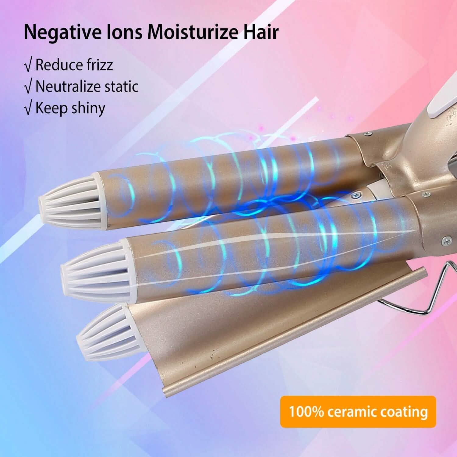 3-Barrel Curling Iron Wand Electric Hair Curler 1" Triple Hair Waver Beauty & Personal Care - Tophatter Daily Deals