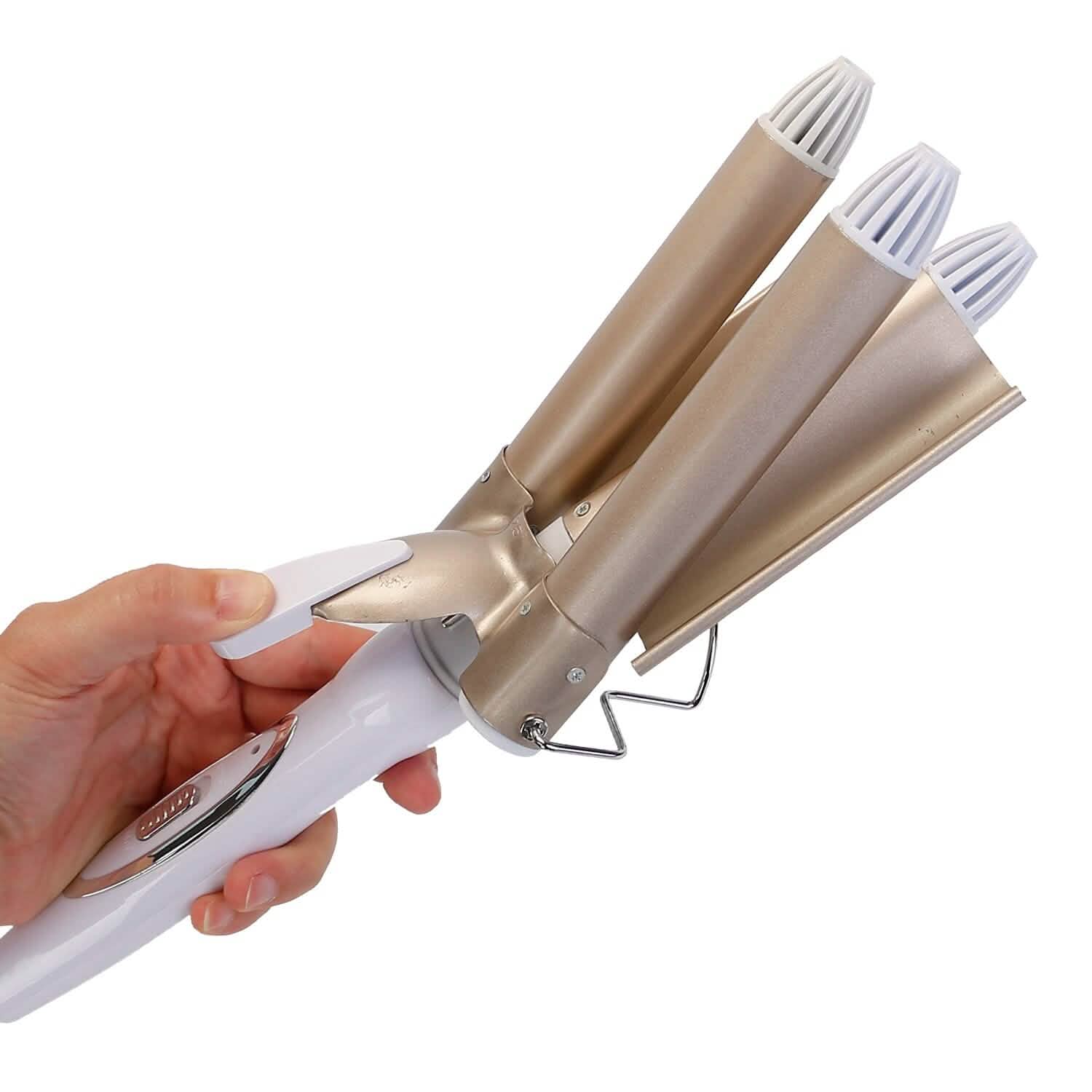 3-Barrel Curling Iron Wand Electric Hair Curler 1" Triple Hair Waver Beauty & Personal Care - Tophatter Daily Deals