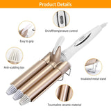 3-Barrel Curling Iron Wand Electric Hair Curler 1" Triple Hair Waver Beauty & Personal Care - Tophatter Daily Deals
