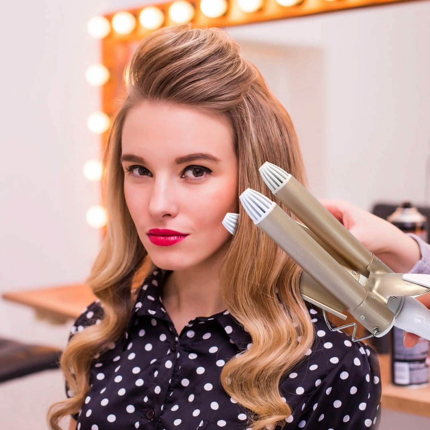 3-Barrel Curling Iron Wand Electric Hair Curler 1" Triple Hair Waver Beauty & Personal Care - Tophatter Daily Deals