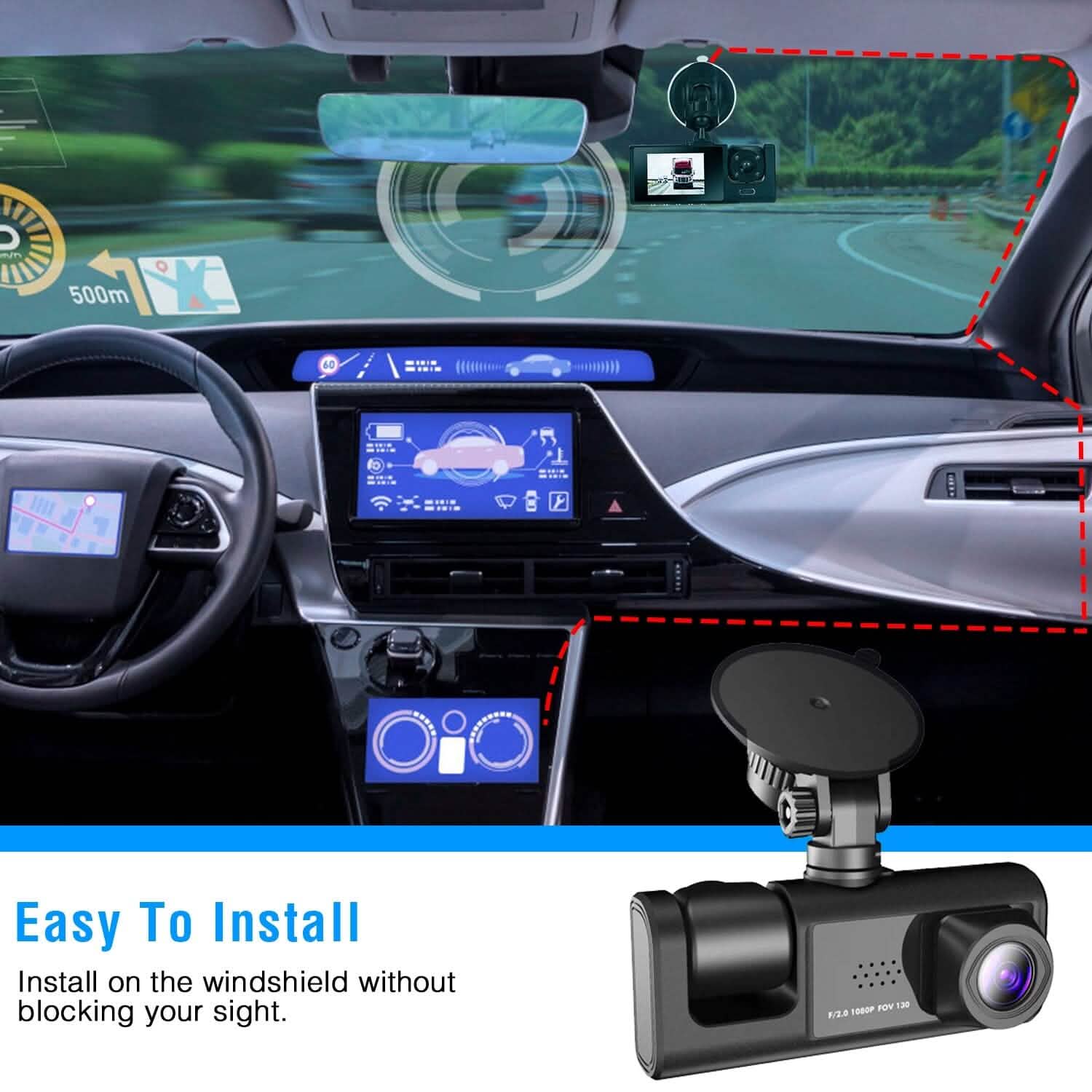 3 Channel Car DVR Dash Cam Video Recorder Cameras & Drones - Tophatter Daily Deals