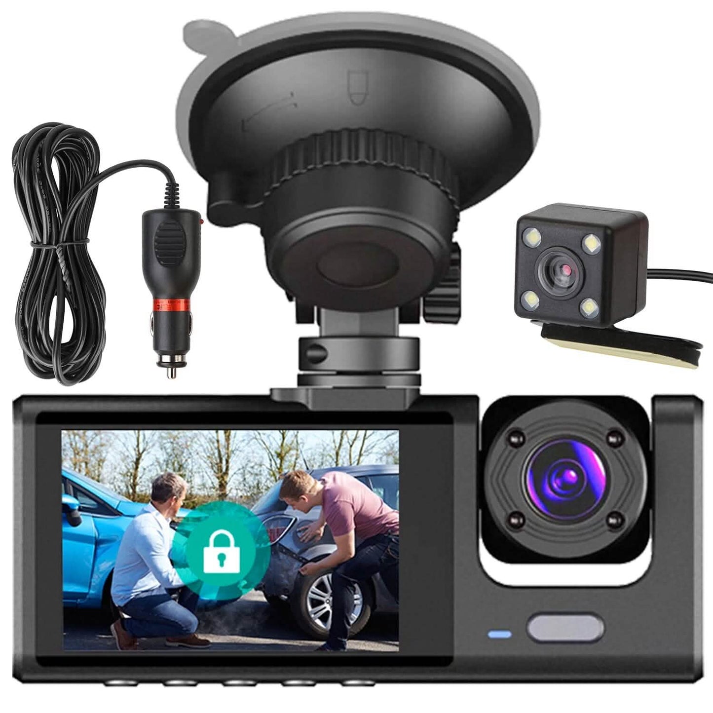 3 Channel Car DVR Dash Cam Video Recorder Cameras & Drones - Tophatter Daily Deals
