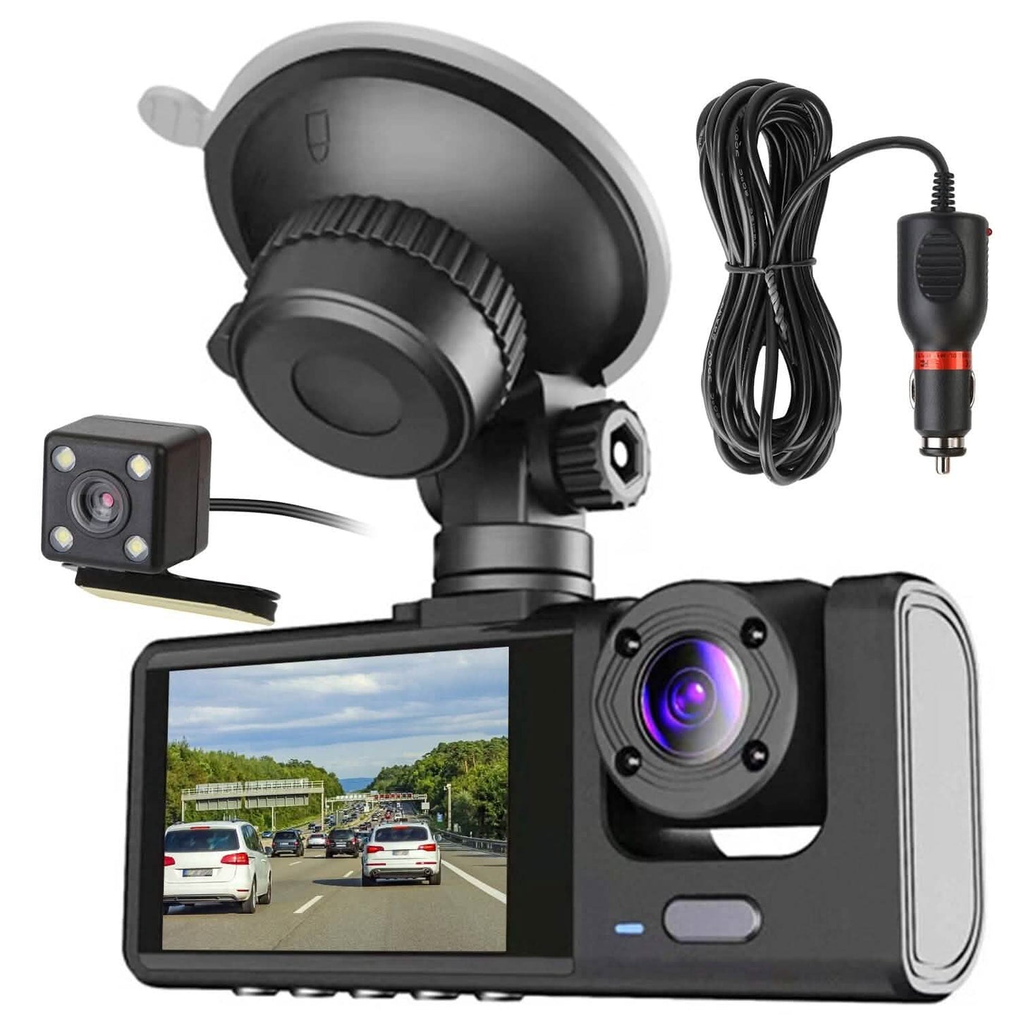 3 Channel Car DVR Dash Cam Video Recorder Cameras & Drones - Tophatter Daily Deals