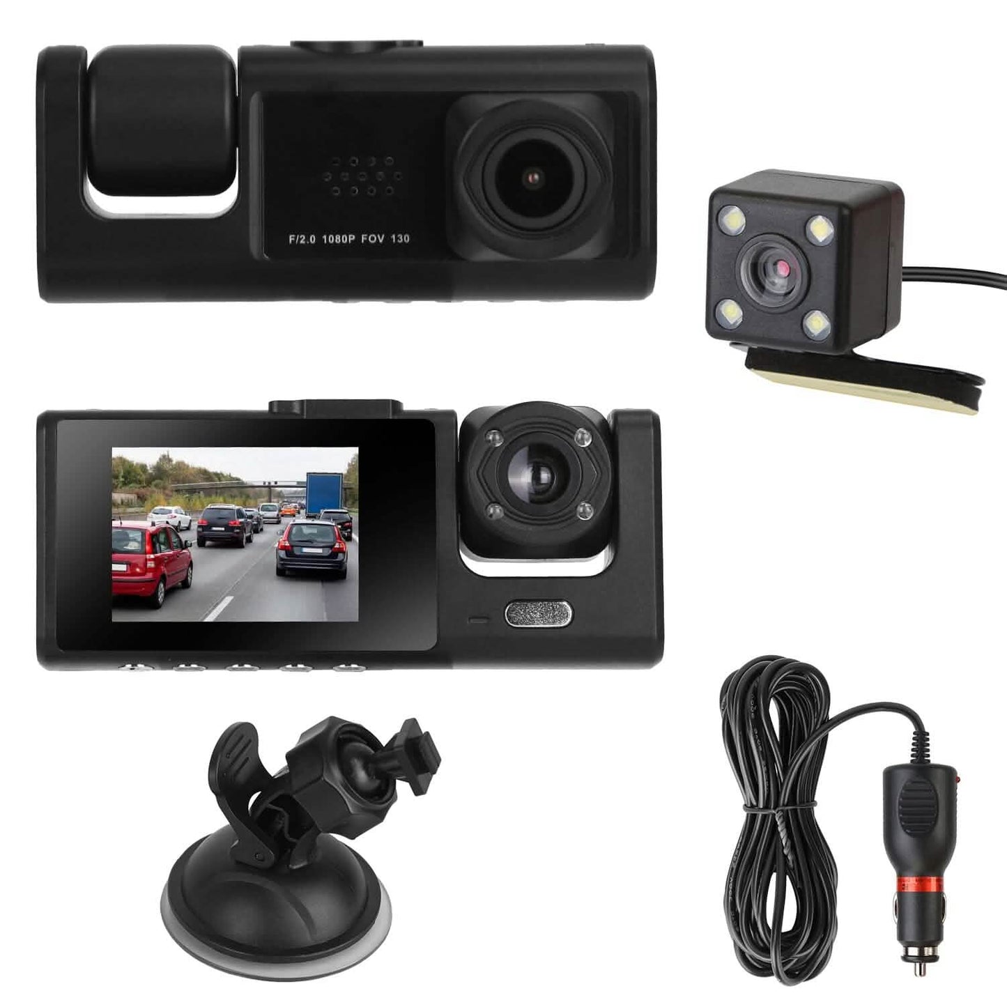 3 Channel Car DVR Dash Cam Video Recorder Cameras & Drones - Tophatter Daily Deals