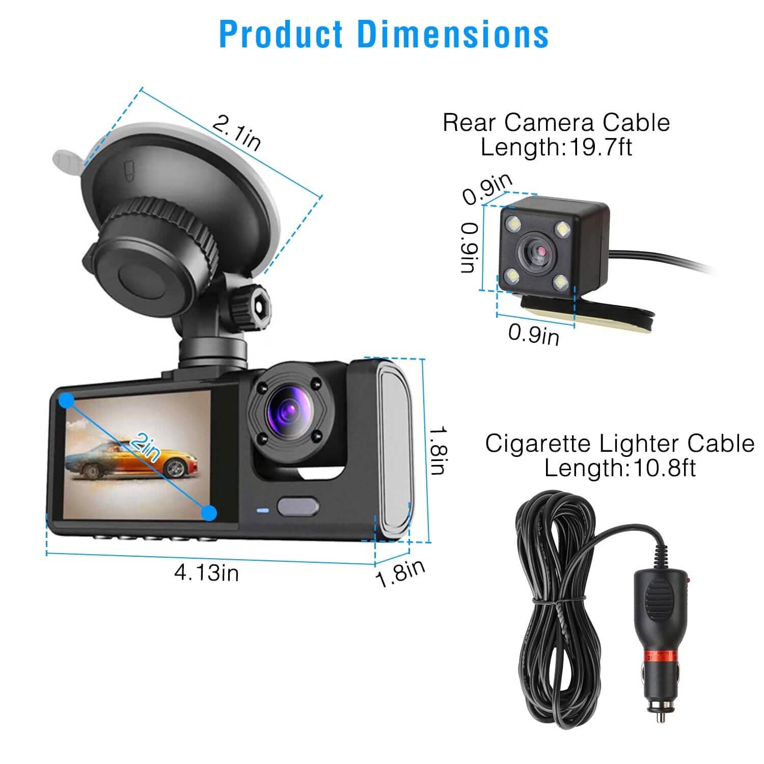 3 Channel Car DVR Dash Cam Video Recorder Cameras & Drones - Tophatter Daily Deals