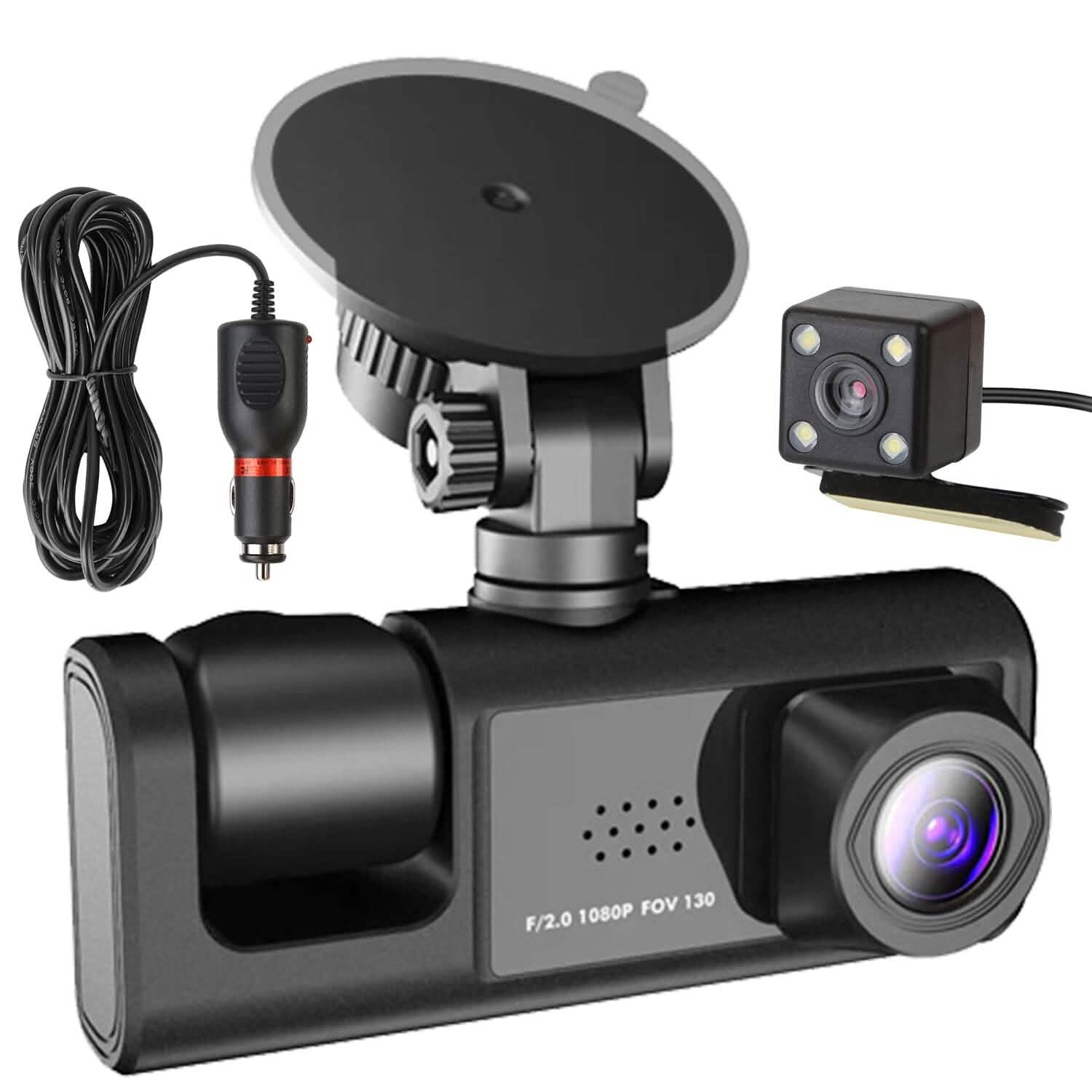 3 Channel Car DVR Dash Cam Video Recorder Cameras & Drones - Tophatter Daily Deals