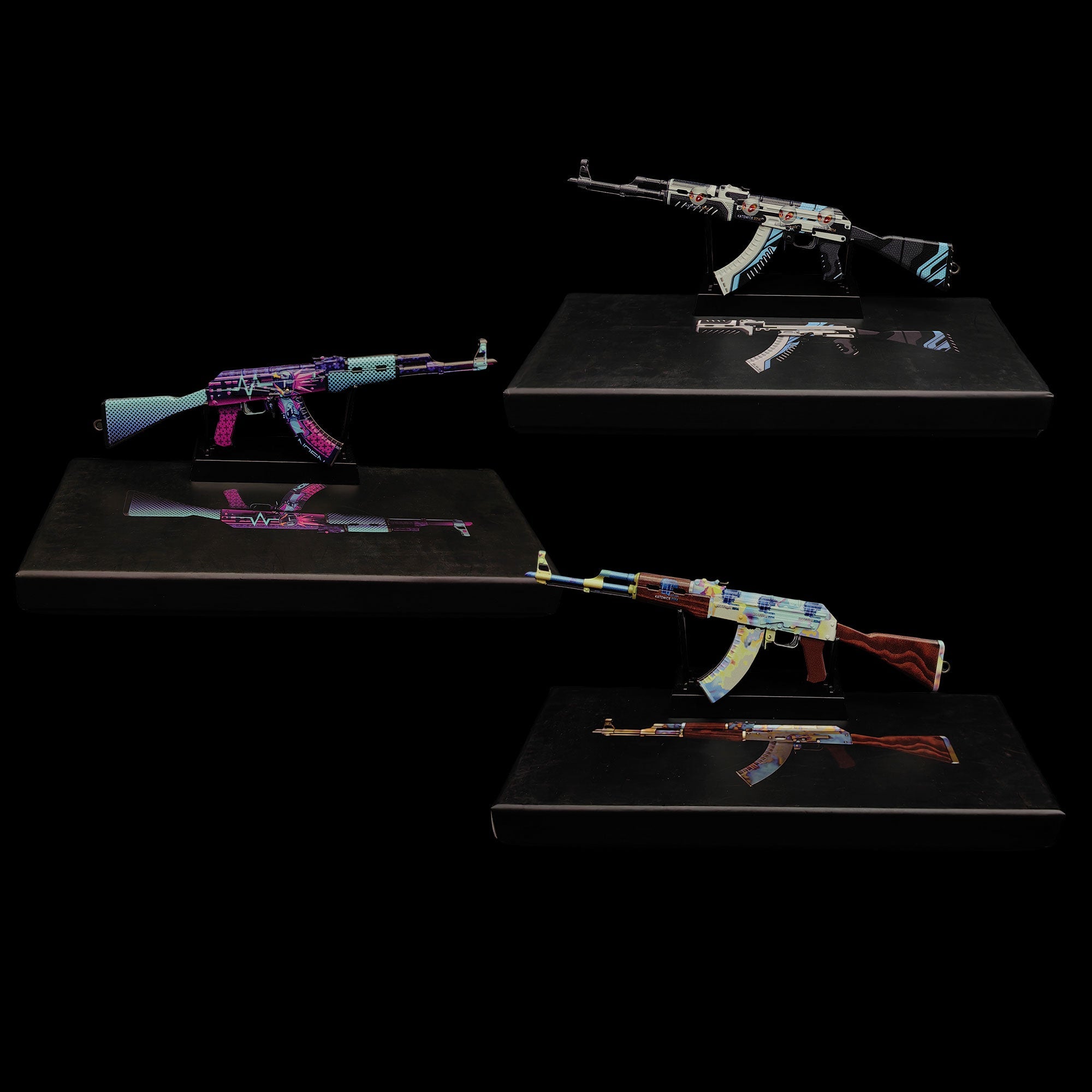 AK47 Neon Rider Case Hardened AK47 Vulcan Metal Gun Miniature - Tophatter Daily Deals