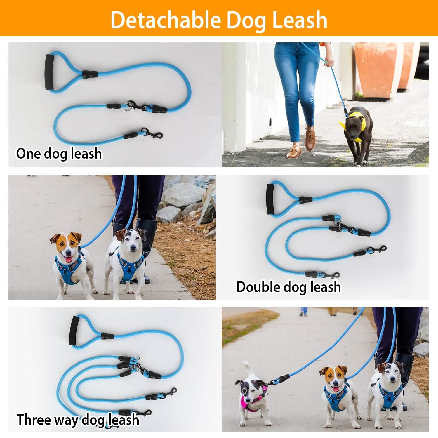 3 Dog Leash Traction Rope Walking Training Lead with Padded Handle Pet Supplies - Tophatter Daily Deals