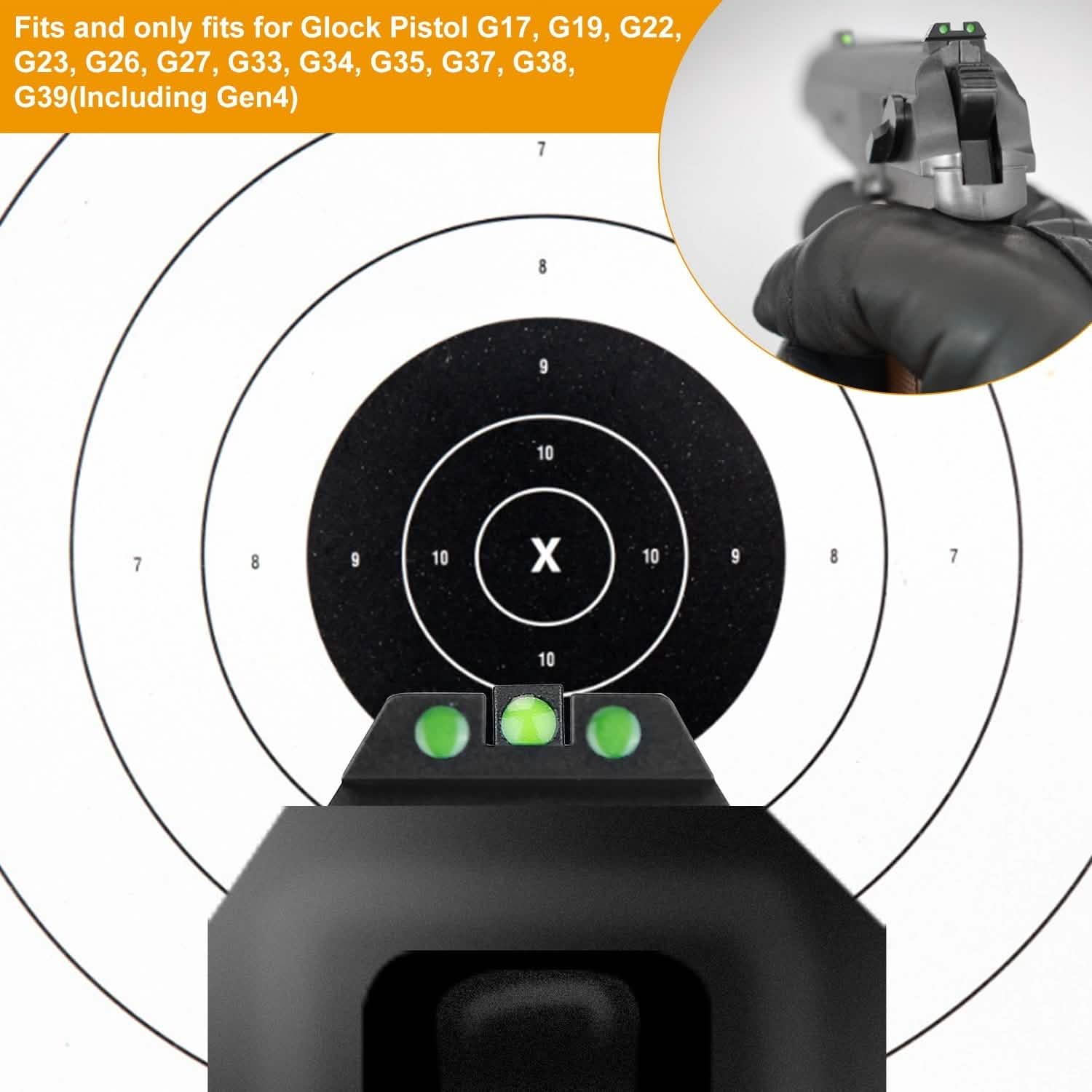 3-Dot Green Gun Night Sight Set Tactical & Self Defense - Tophatter Daily Deals
