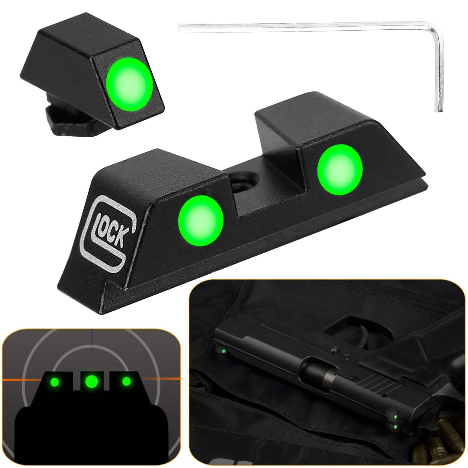 3-Dot Green Gun Night Sight Set Tactical & Self Defense - Tophatter Daily Deals