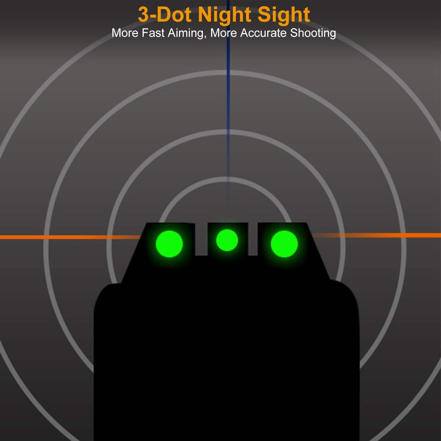 3-Dot Green Gun Night Sight Set Tactical & Self Defense - Tophatter Daily Deals