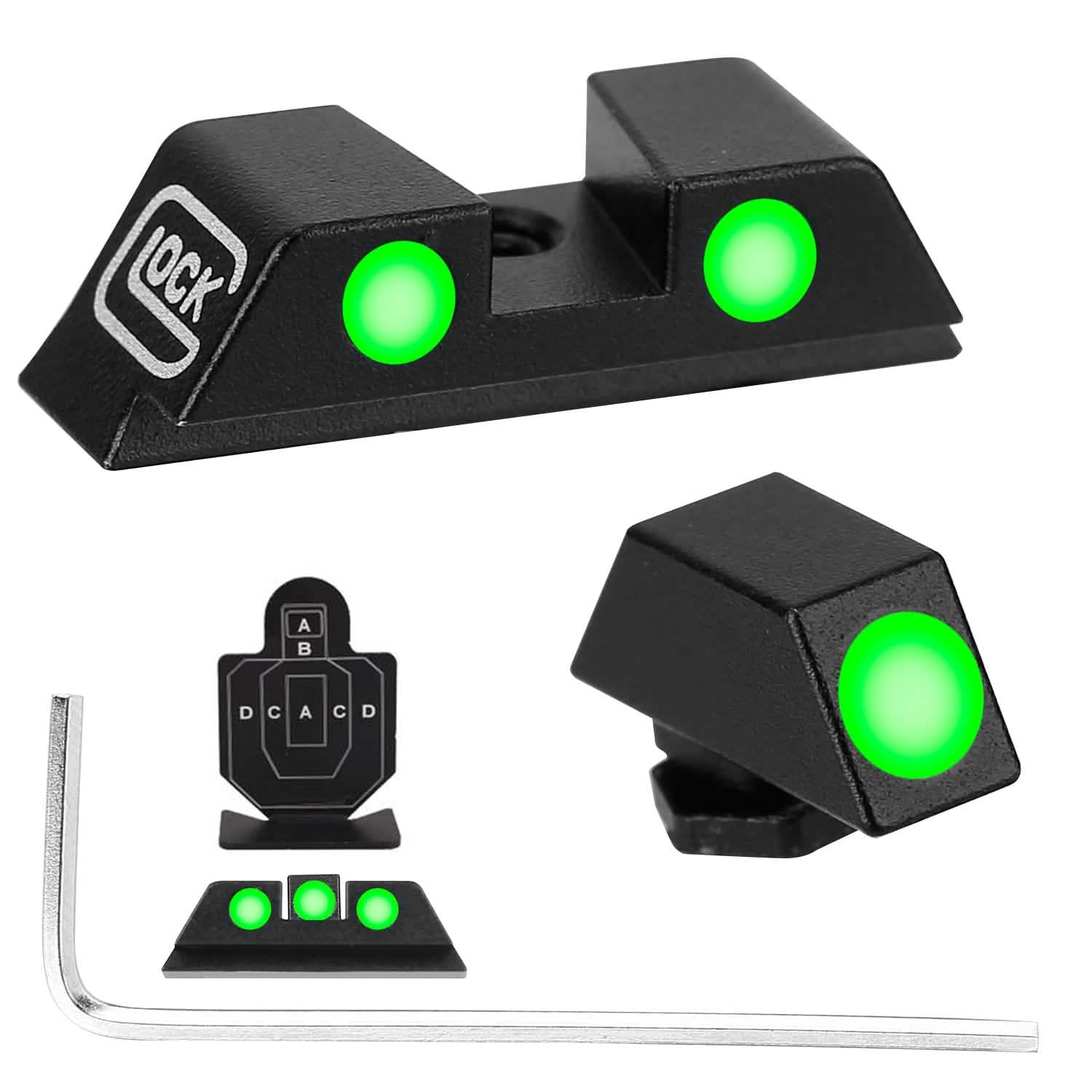 3-Dot Green Gun Night Sight Set Tactical & Self Defense - Tophatter Daily Deals