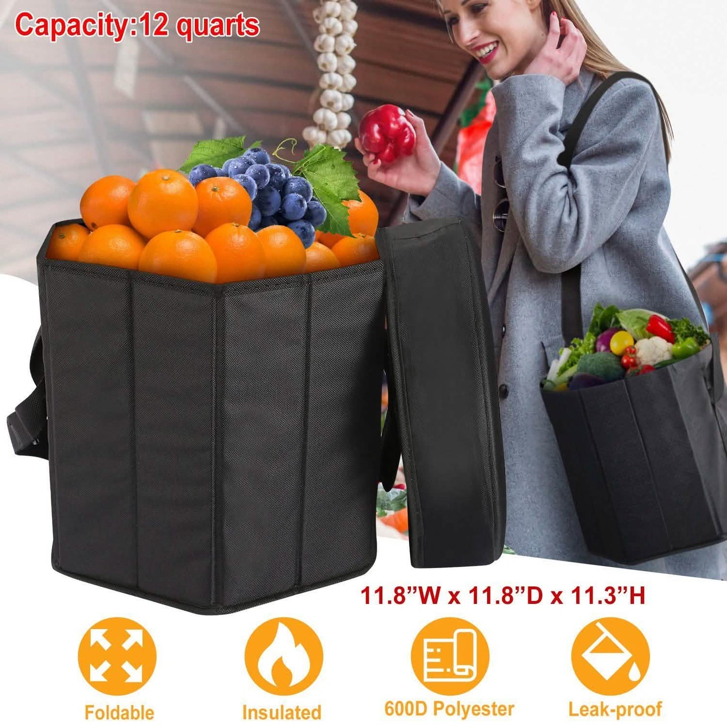 3 Gallon Collapsible Grocery Cooler Bag Seat Combo Outdoor Recreation - Tophatter Daily Deals