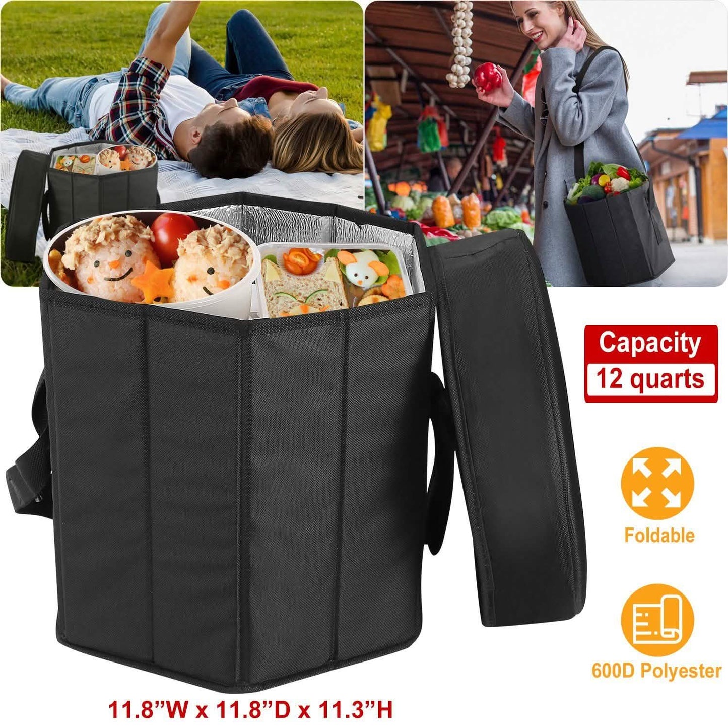 3 Gallon Collapsible Grocery Cooler Bag Seat Combo Outdoor Recreation - Tophatter Daily Deals