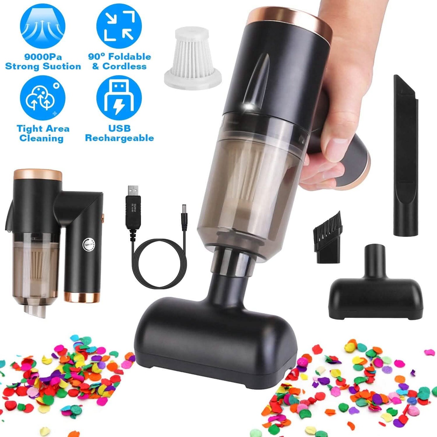 3-in-1 120W Portable Reachable Vacuum with Brush Nozzle Automotive - Tophatter Daily Deals