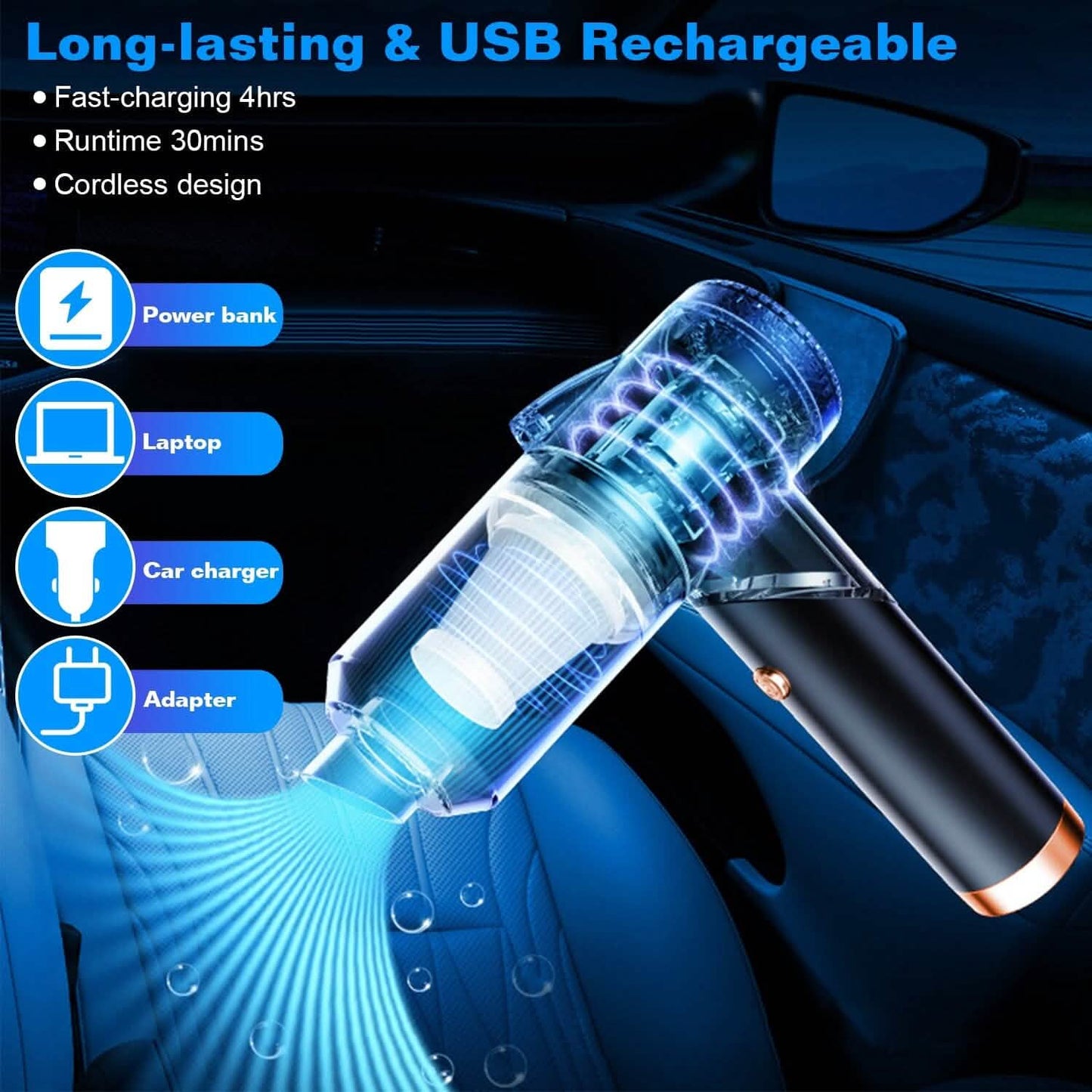3-in-1 120W Portable Reachable Vacuum with Brush Nozzle Automotive - Tophatter Daily Deals