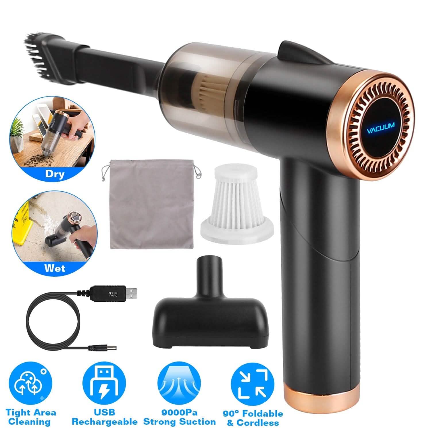 3-in-1 120W Portable Reachable Vacuum with Brush Nozzle Automotive - Tophatter Daily Deals